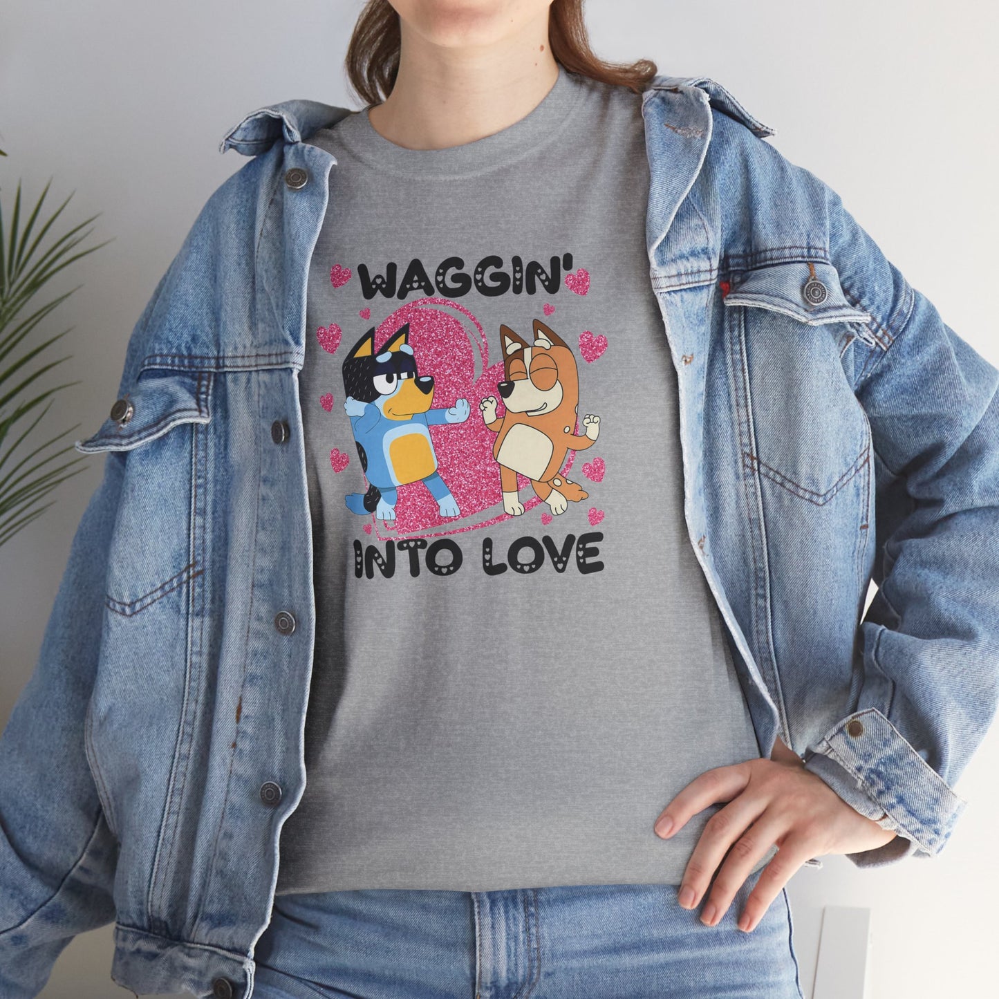 Princess Grace  Bluey  Waggin' Into Love Unisex Heavy Cotton Tee  Cute Pet Themed Shirt for Animal Lovers