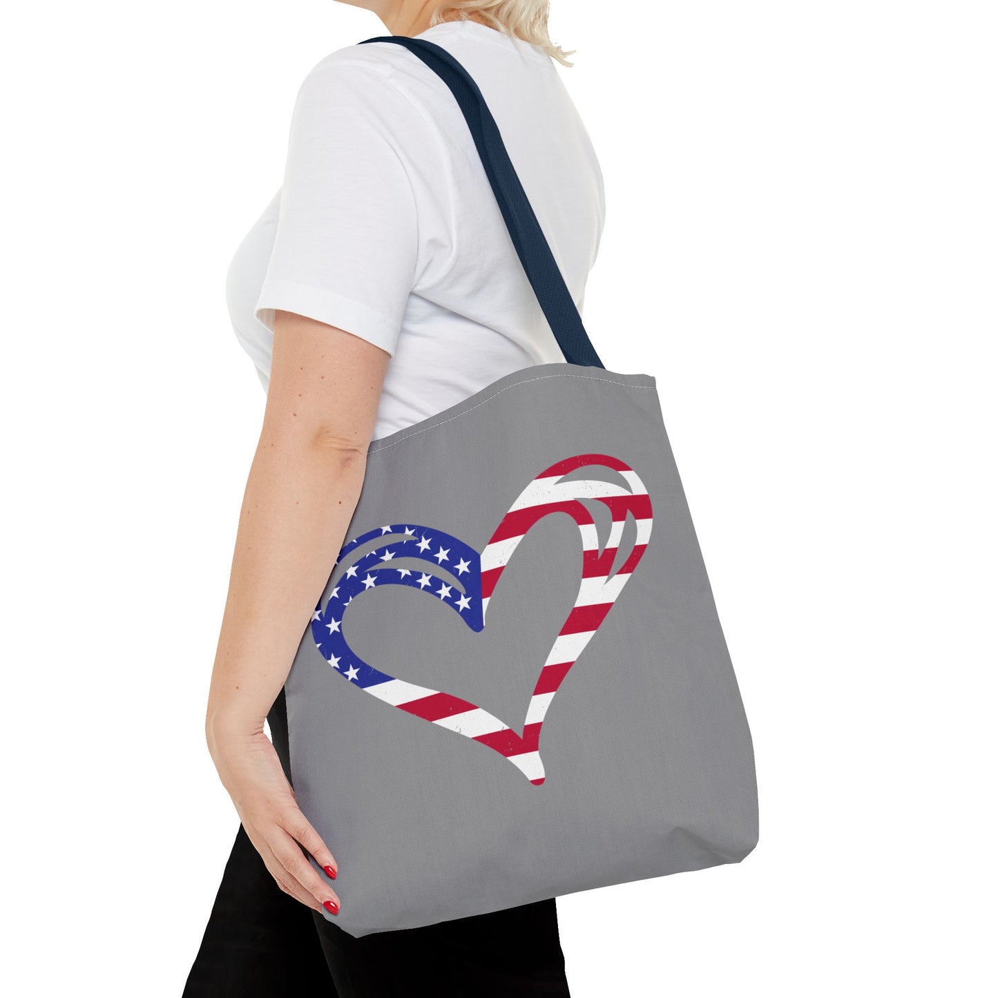 Princess Grace  Patriotic Heart Tote Bag Ideal for Celebrations & Everyday Use