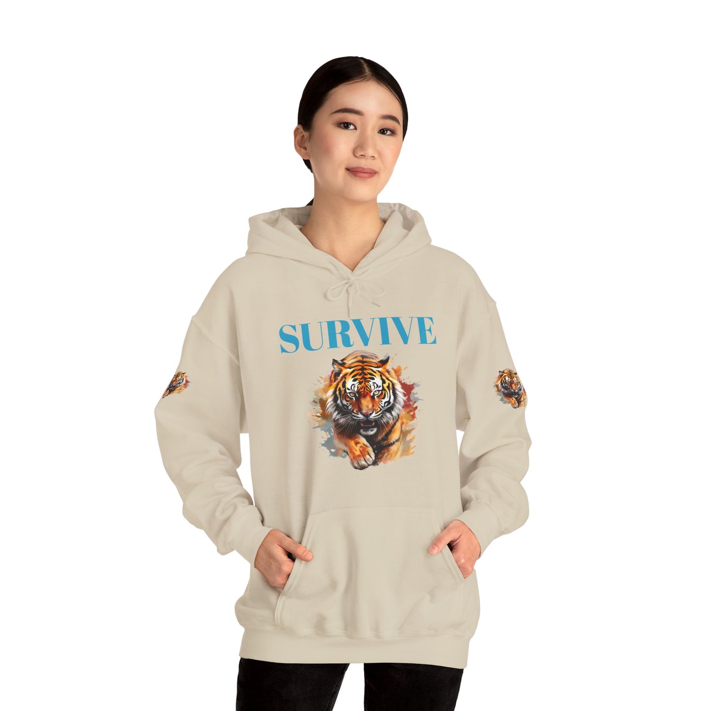 Princess Grace  Survive Tiger Unisex Heavy Blend Hoodie Fierce & Inspirational Sweatshirt