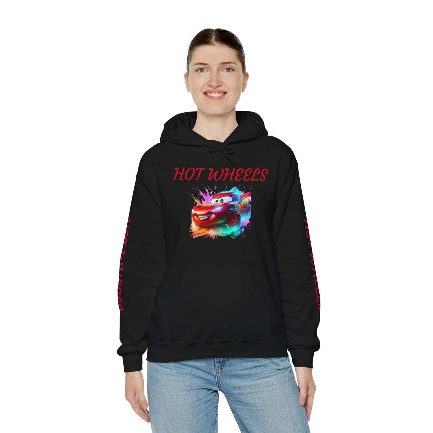 Princess Grace  Hot Wheels Unisex Heavy Blend Hooded Sweatshirt Fun and Colorful Racing Design