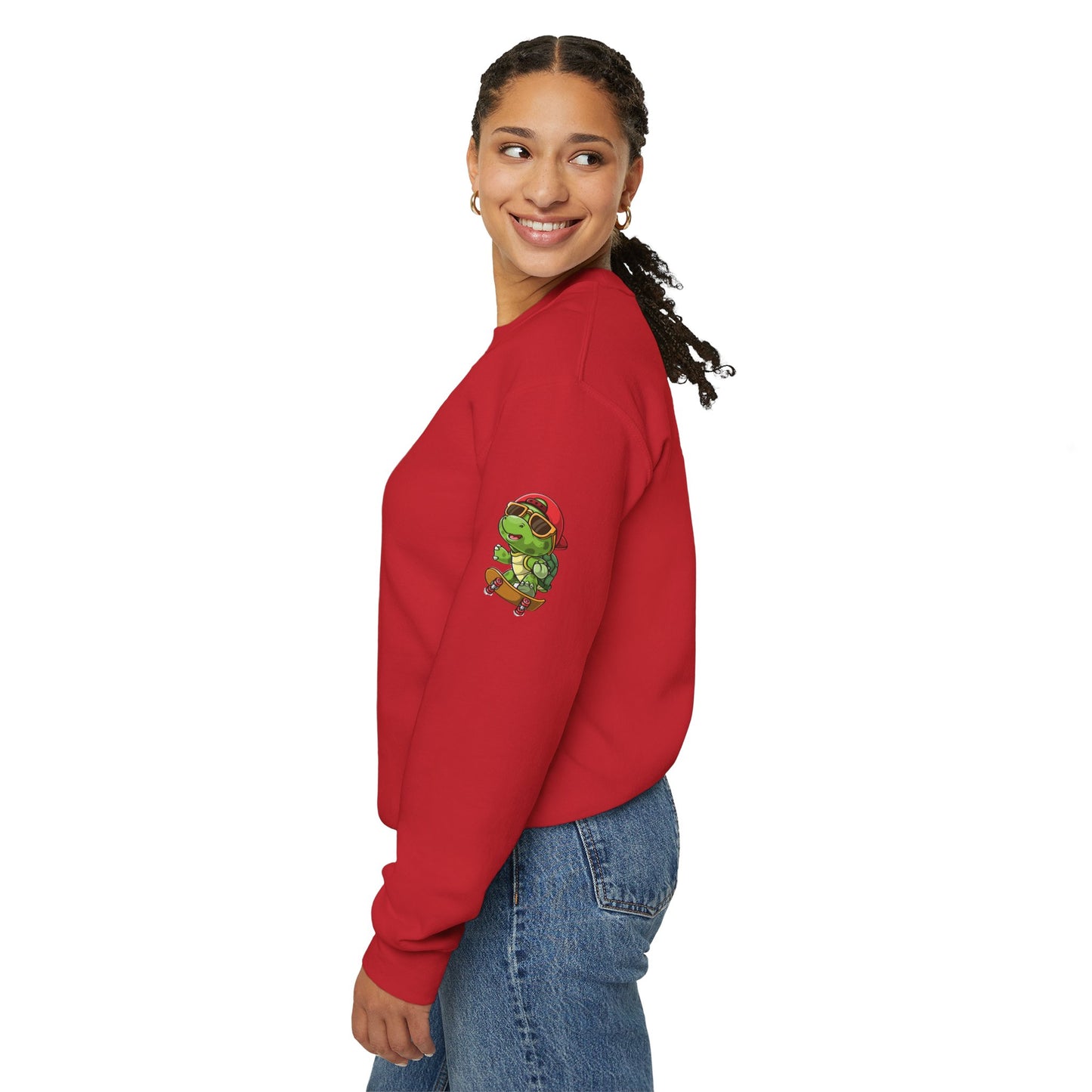 Princess Grace  Cool Turtle Skateboarding Crewneck Sweatshirt for Kids and Teens