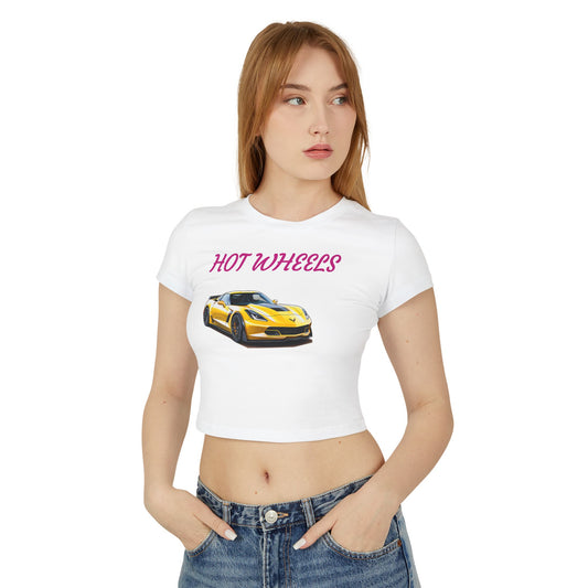 Princess Grace  Hot Wheels Women's Baby Tee Sporty Car Graphic Tee for Auto Enthusiasts