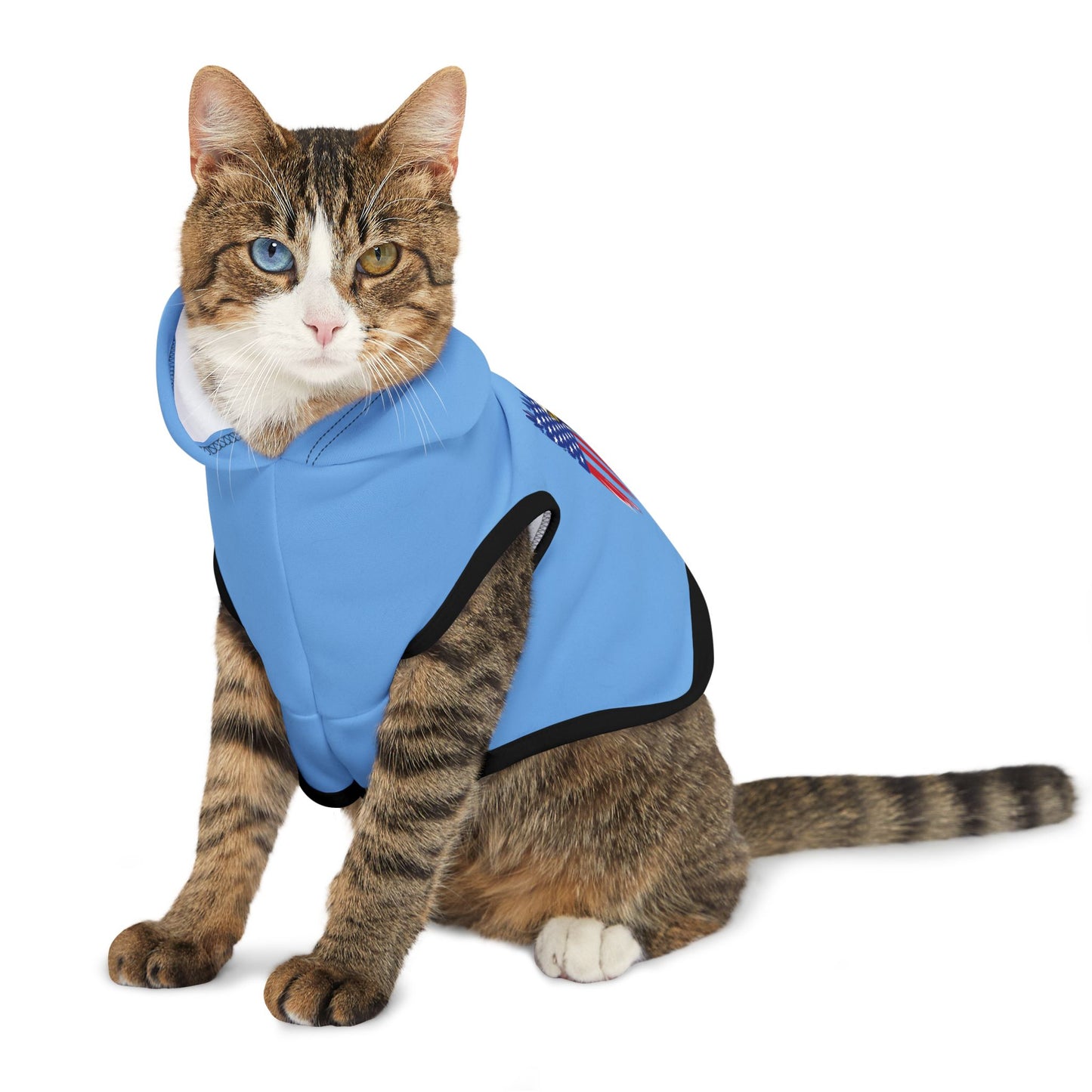 Princess Grace  Patriotic Eagle Pet Hoodie  Cozy Blue Dog Hoodie for Independence Day