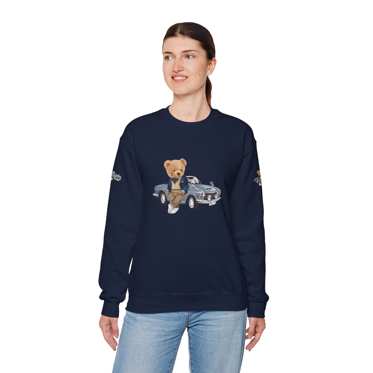 Princess Grace  Stylish Crewneck Sweatshirt with Bear and Car Design