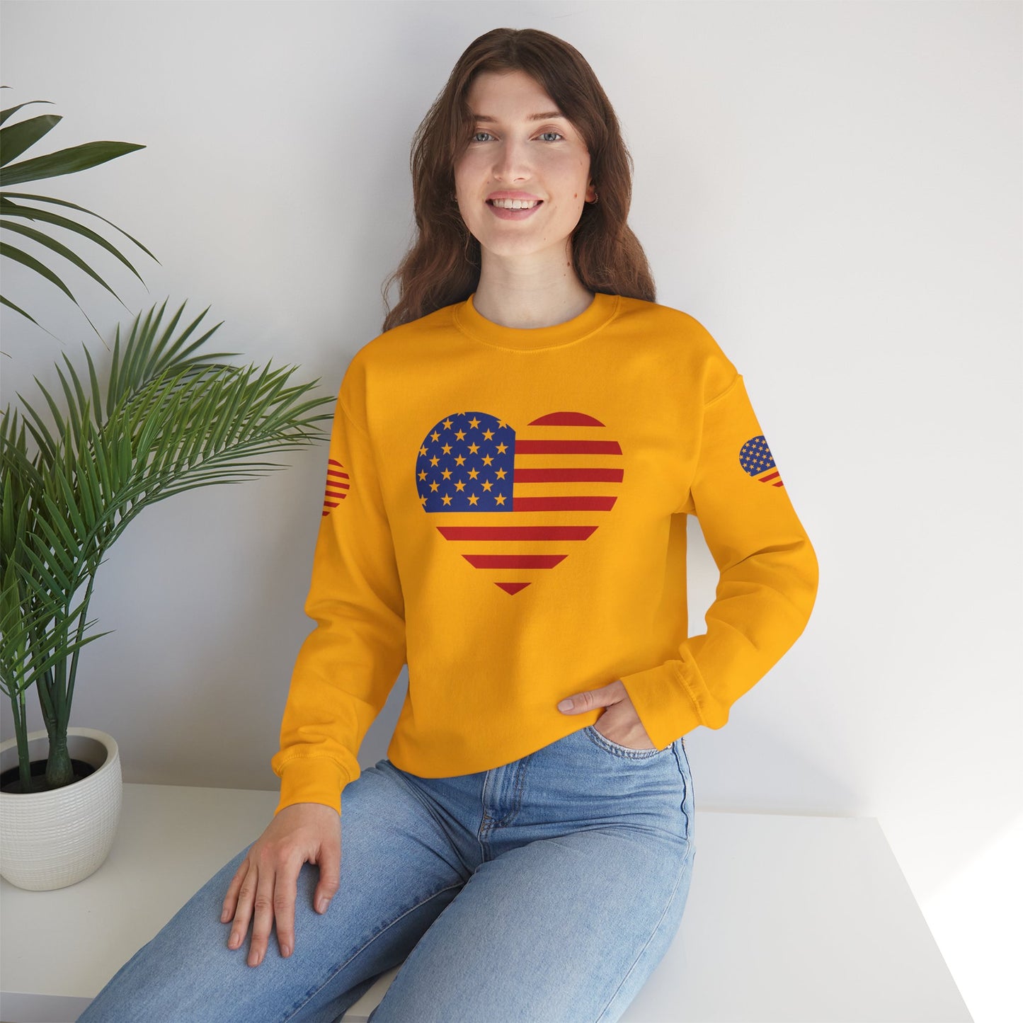 Princess Grace USA Heart Unisex Crewneck Sweatshirt Cozy American Pride