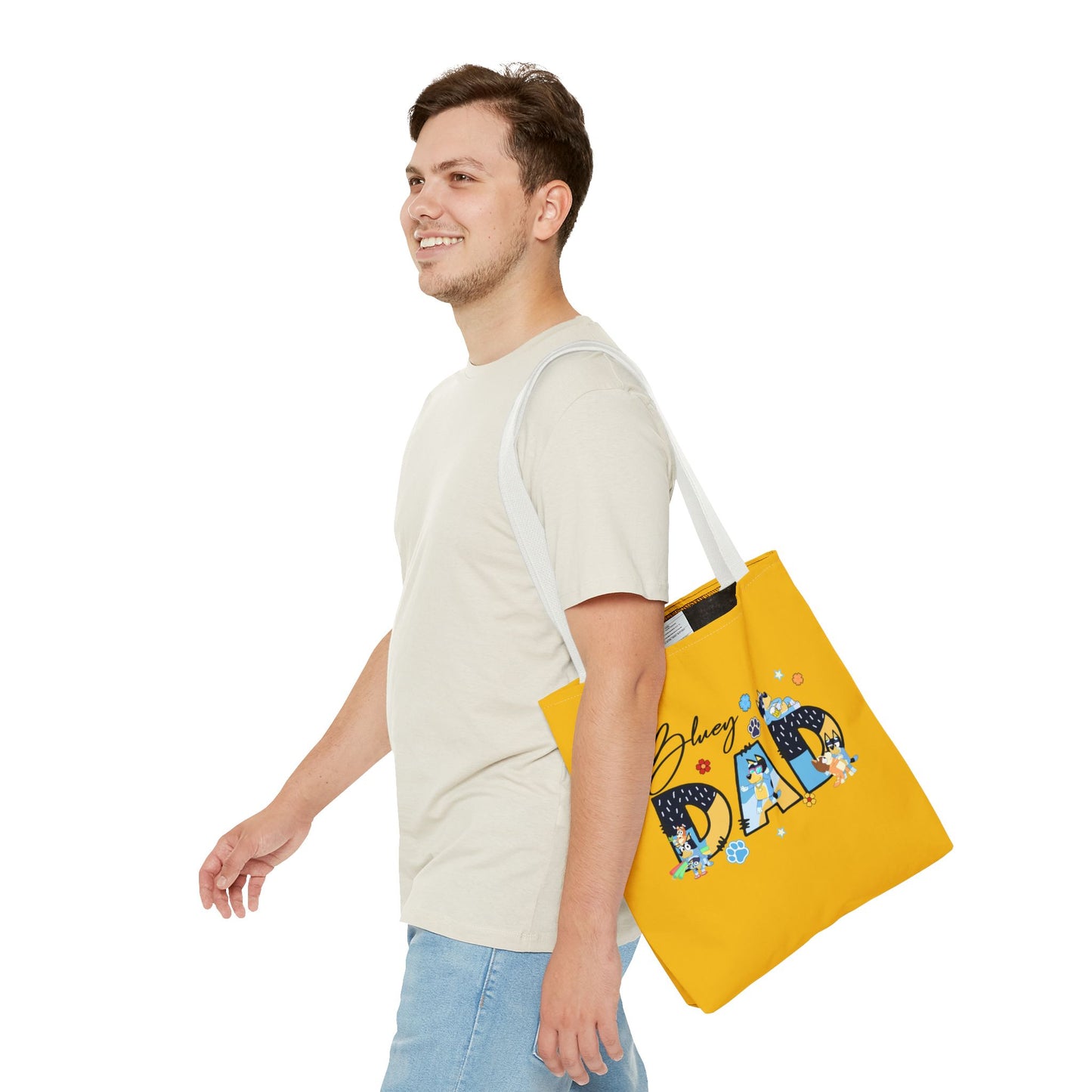 Princess Grace  Bluey Dad Tote Bag Bright Yellow Dog Lovers Tote for Father's Day and Casual Outings