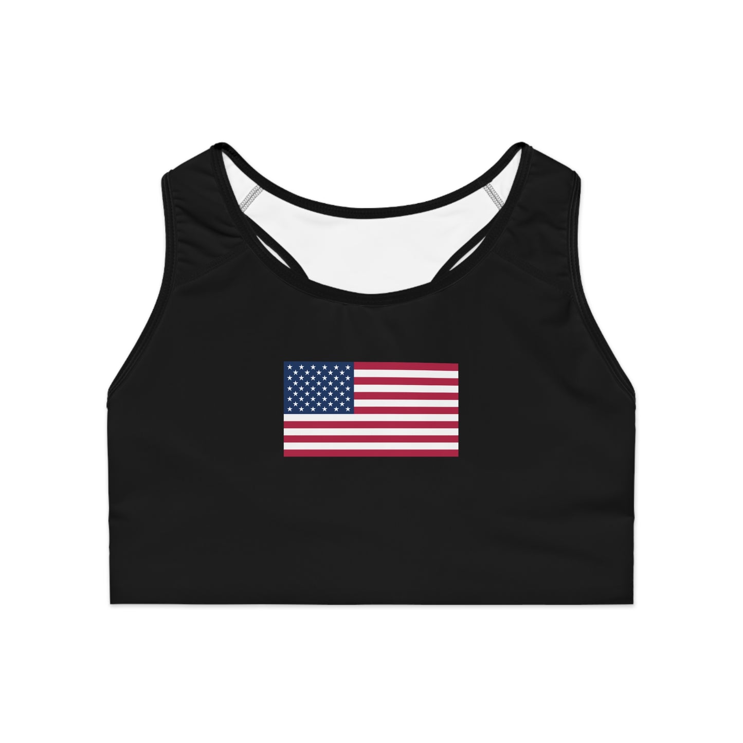 Princess Grace Patriotic Sports Bra  American Flag Design for Active Lifestyle