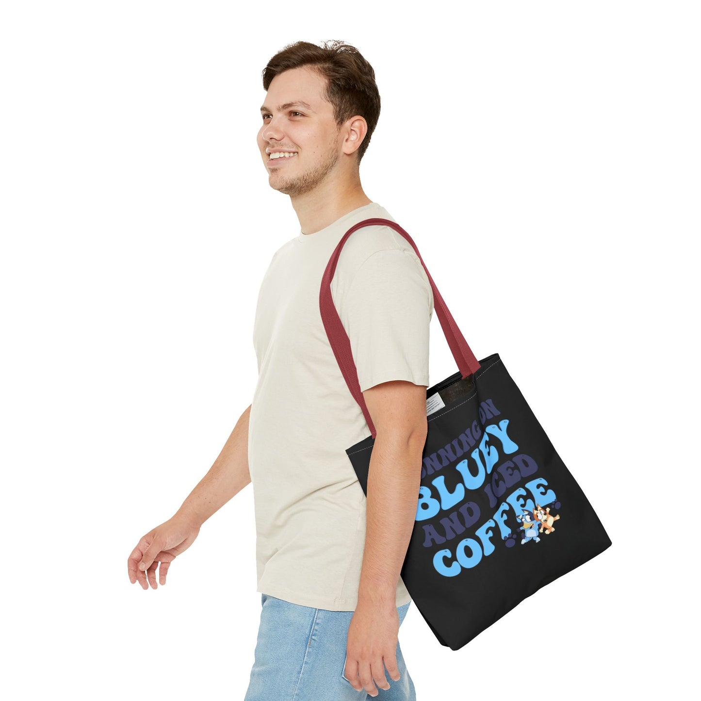 Princess Grace  Running on Bluey and Iced Coffee Tote Bag Fun & Functional for Moms and Kids