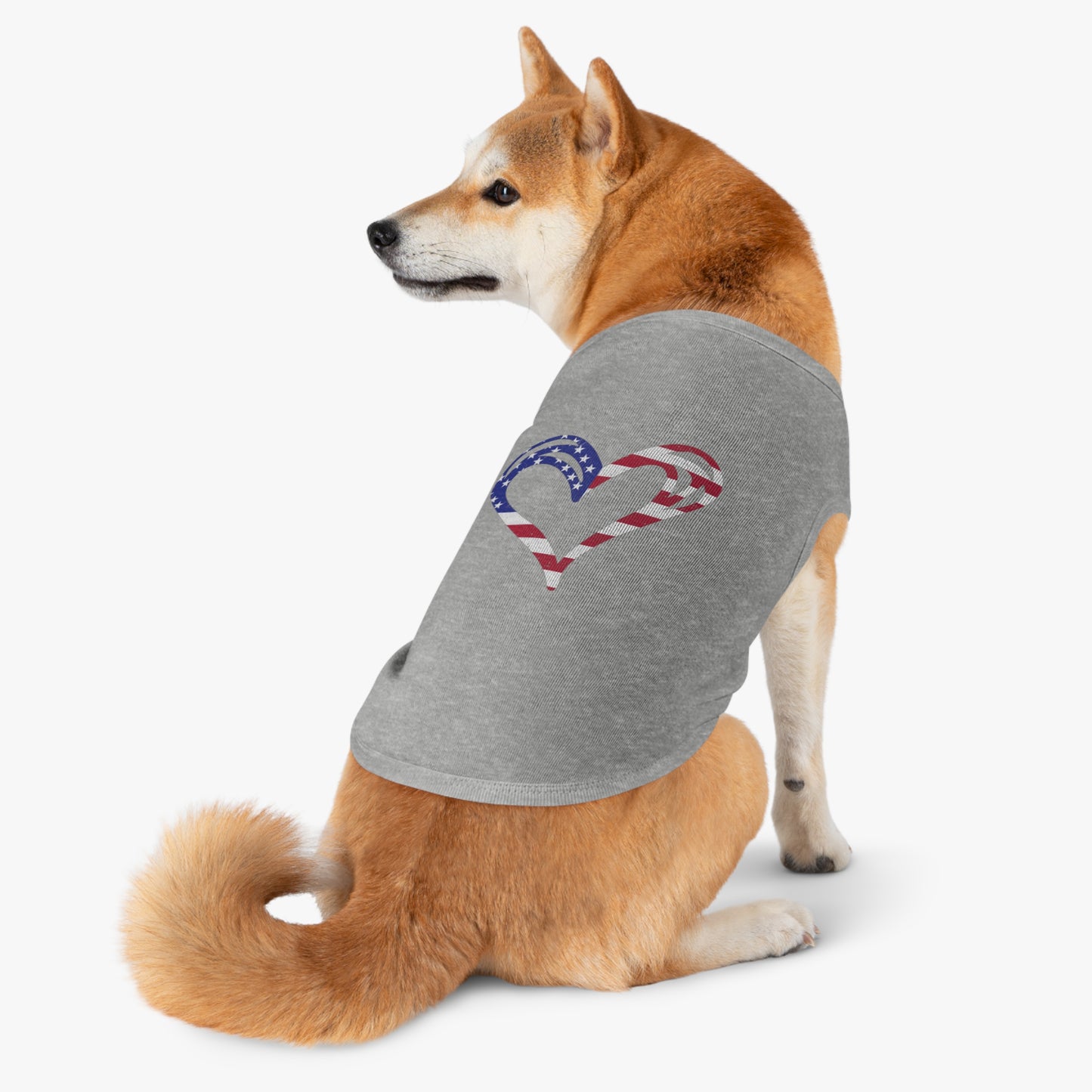 Princess Grace  Patriotic Heart Pet Tank Top American Flag Design for Dogs & Cats