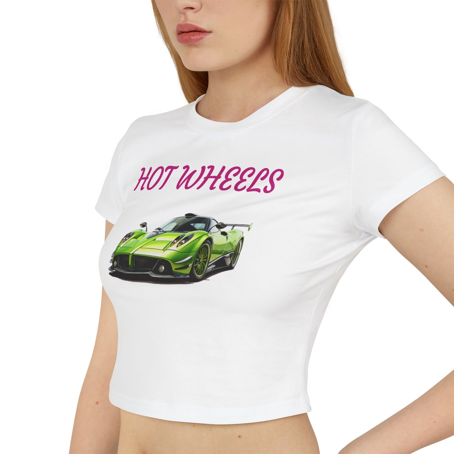 Princess Grace Hot Wheels Women's Baby Tee Sporty Graphic Tee for Car Enthusiasts