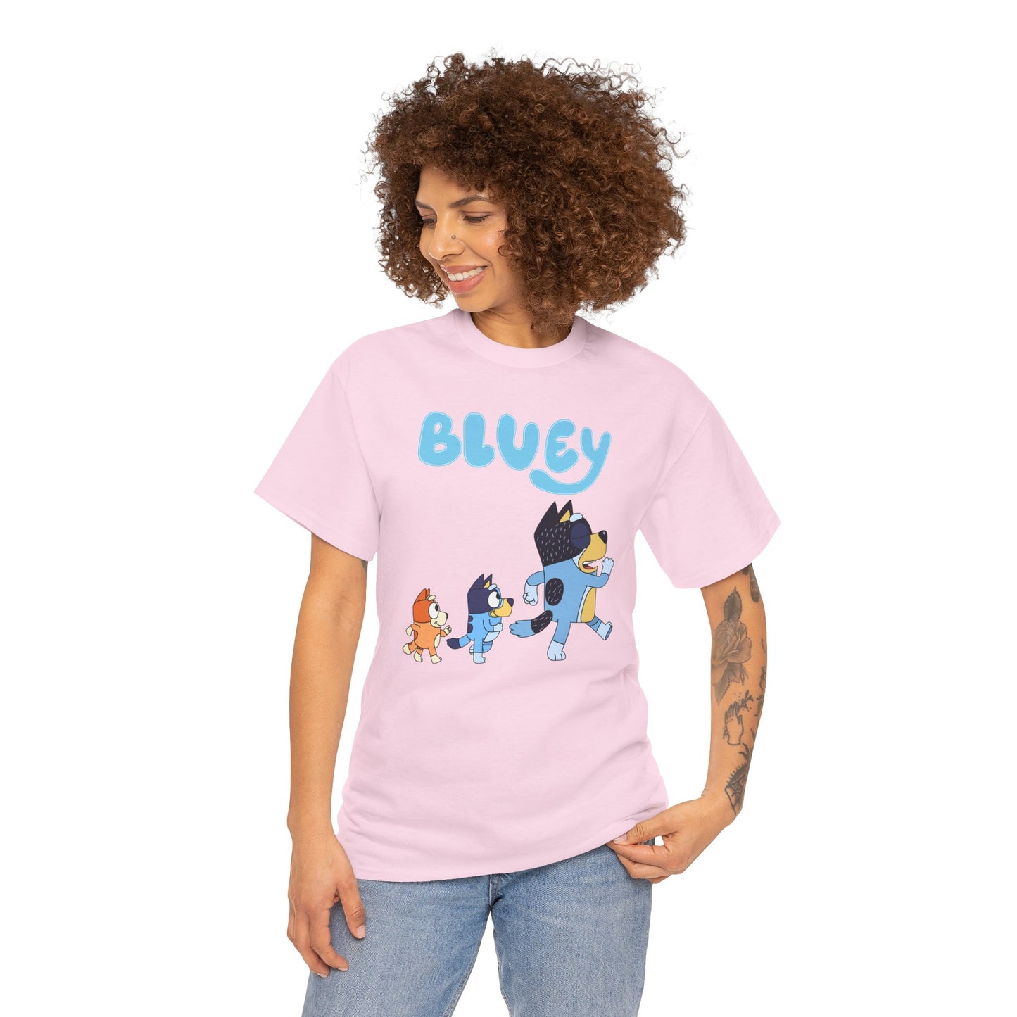 Princess Grace  Bluey Unisex Heavy Cotton Tee  Cute Cartoon T-Shirt for Kids and Adults