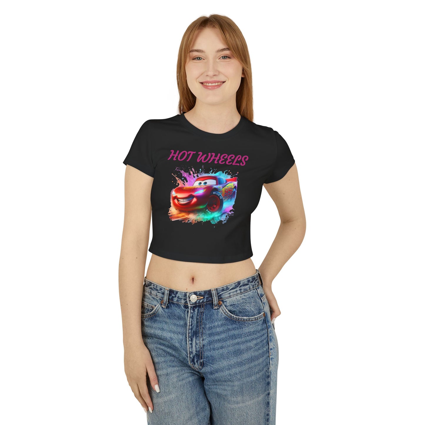 Princess Grace  Hot Wheels Women's Baby Tee  Colorful Cartoon Graphic T-Shirt