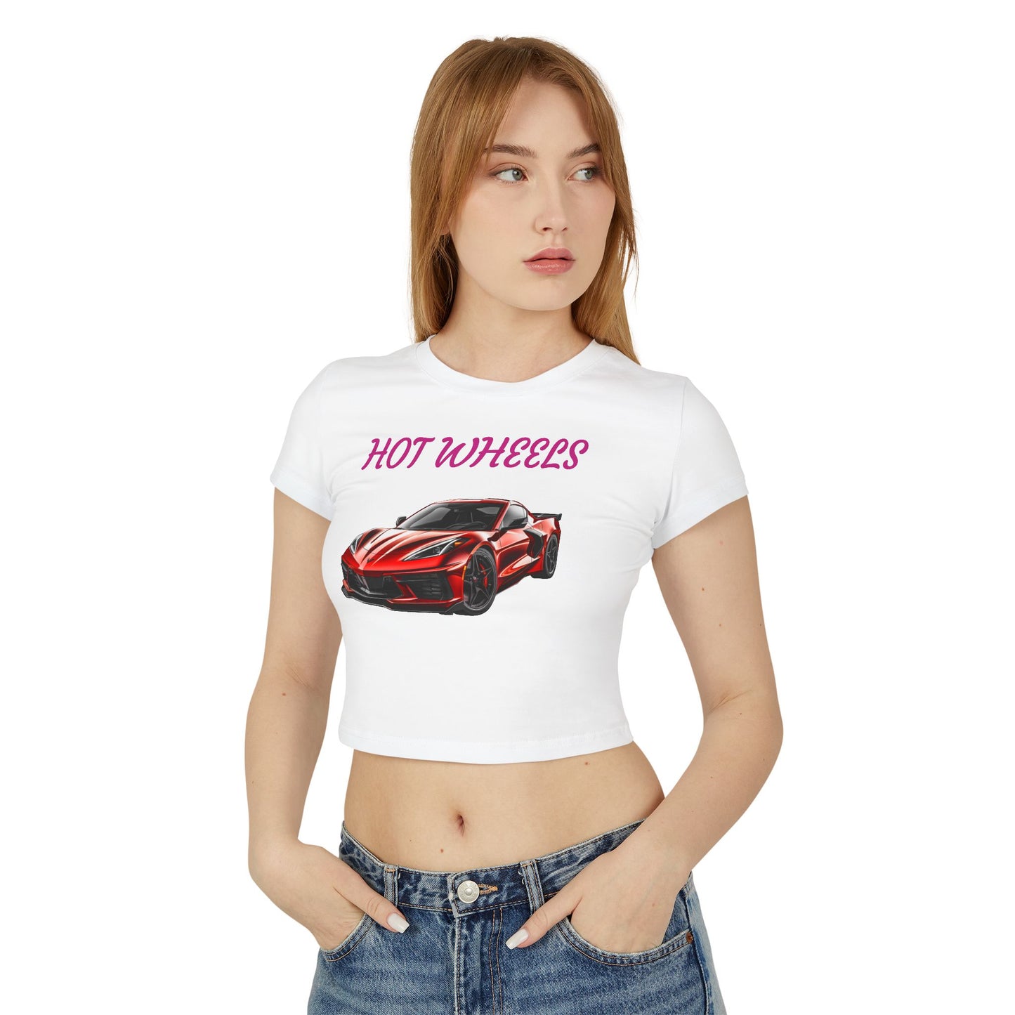 Princess Grace  Corvette Hot Wheels Women's Baby Tee Sporty Graphic Top for Car Enthusiasts