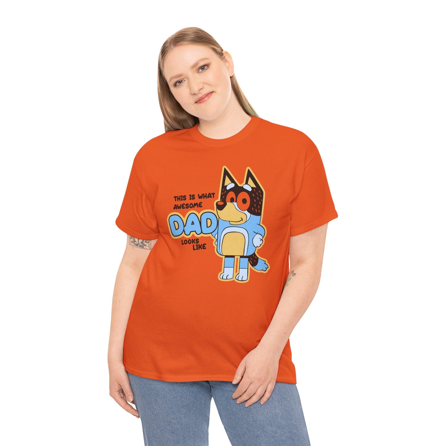 Princess Grace  Bluey  Awesome Dad Unisex Heavy Cotton Tee  Funny Gift for Father's Day