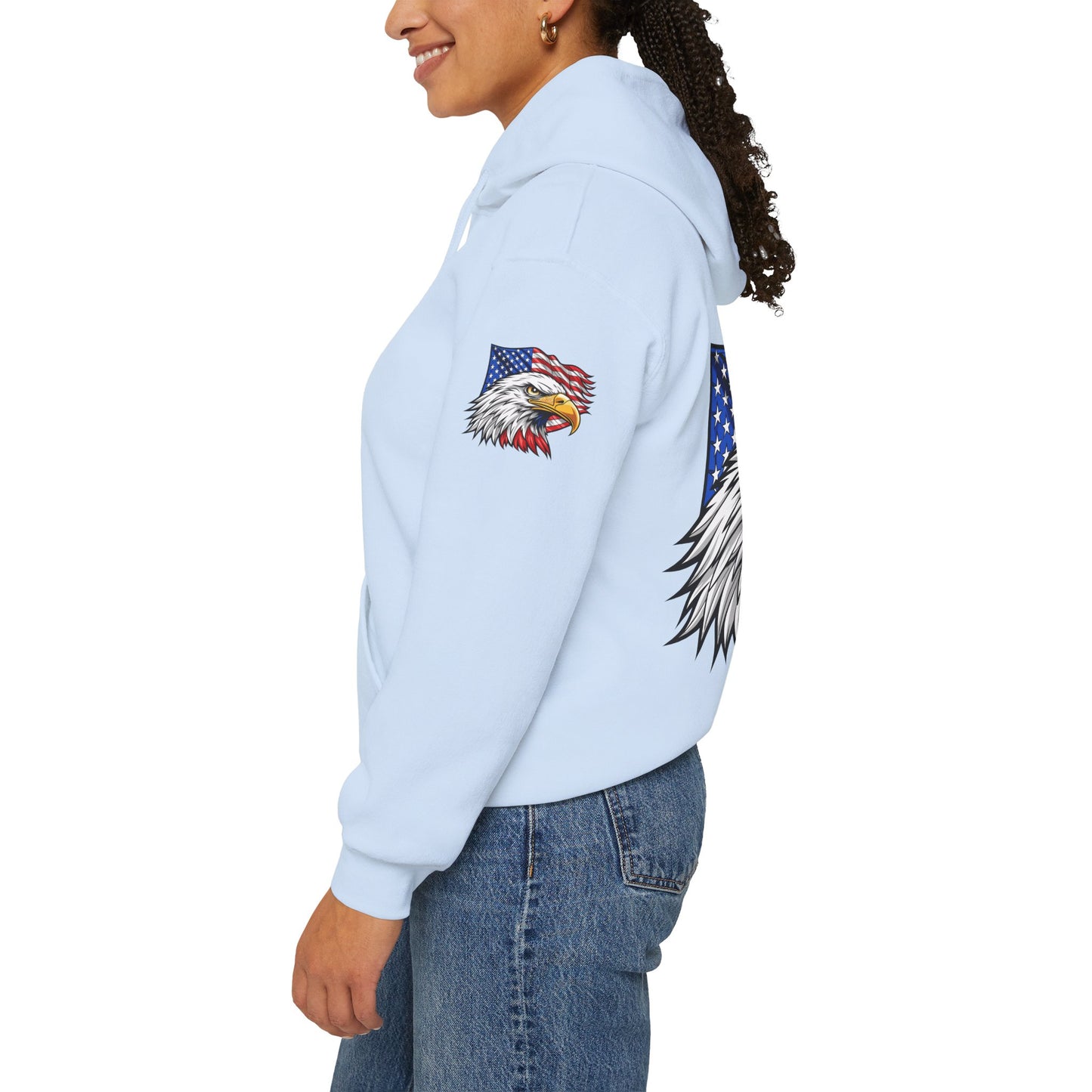 Princess Grace  Patriotic Eagle Hoodie   Unisex Heavy Blend Sweatshirt with American Flag Design