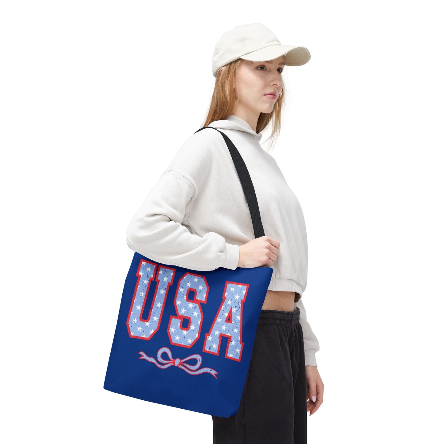 Princess Grace  Patriotic USA Tote Bag Stylish Blue Star Design for Holidays & Everyday Use