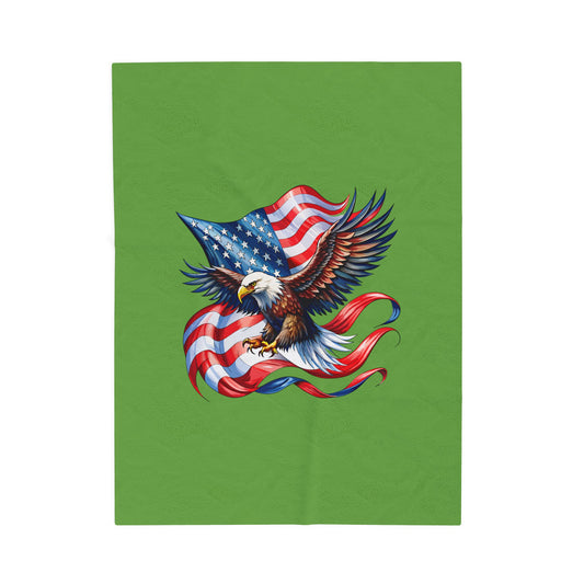 Princess Grace  Patriotic Eagle Velveteen Plush Blanket  Perfect for Independence Day & Cozy Evenings