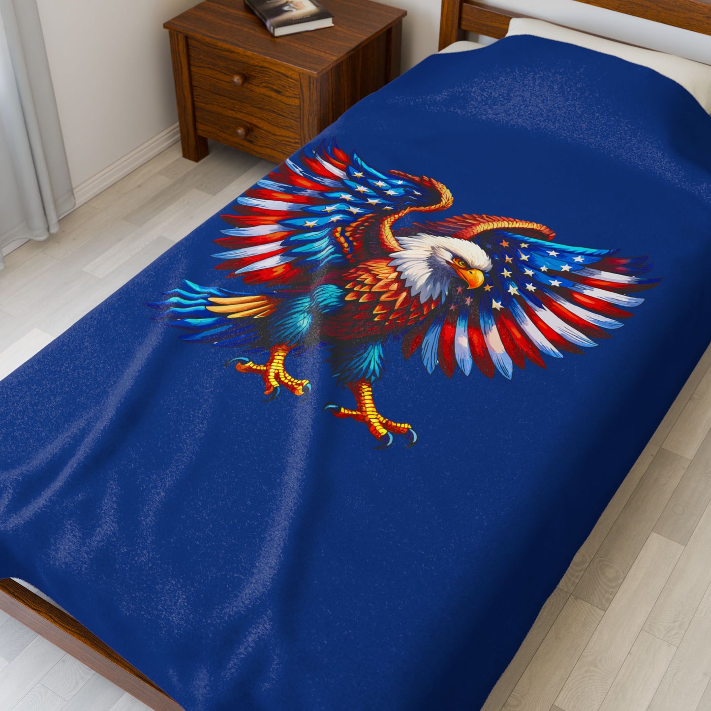 Princess Grace  Patriotic Eagle Velveteen Plush Blanket  Comfortable Soft Throw for Independence Day and Outdoor Events