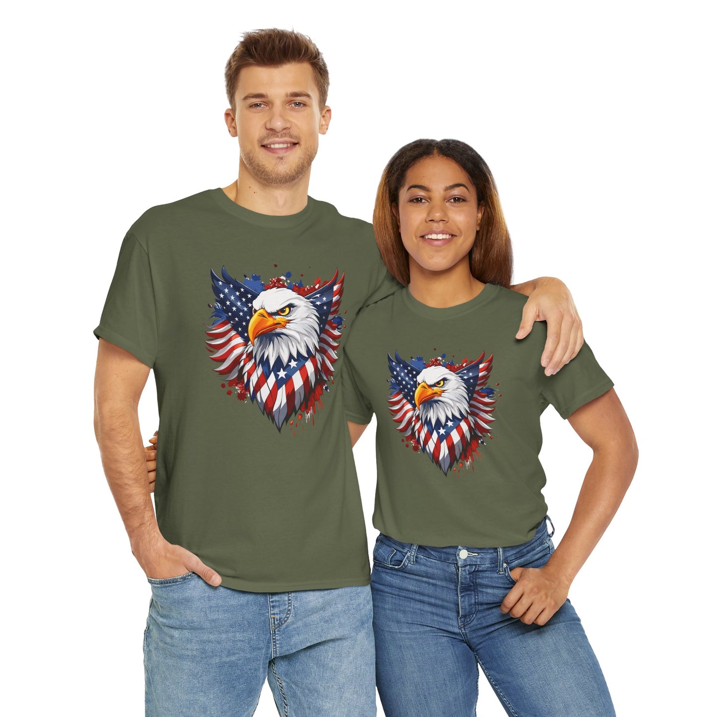 Princess Grace  Patriotic Eagle Graphic Tee Unisex Heavy Cotton T-Shirt