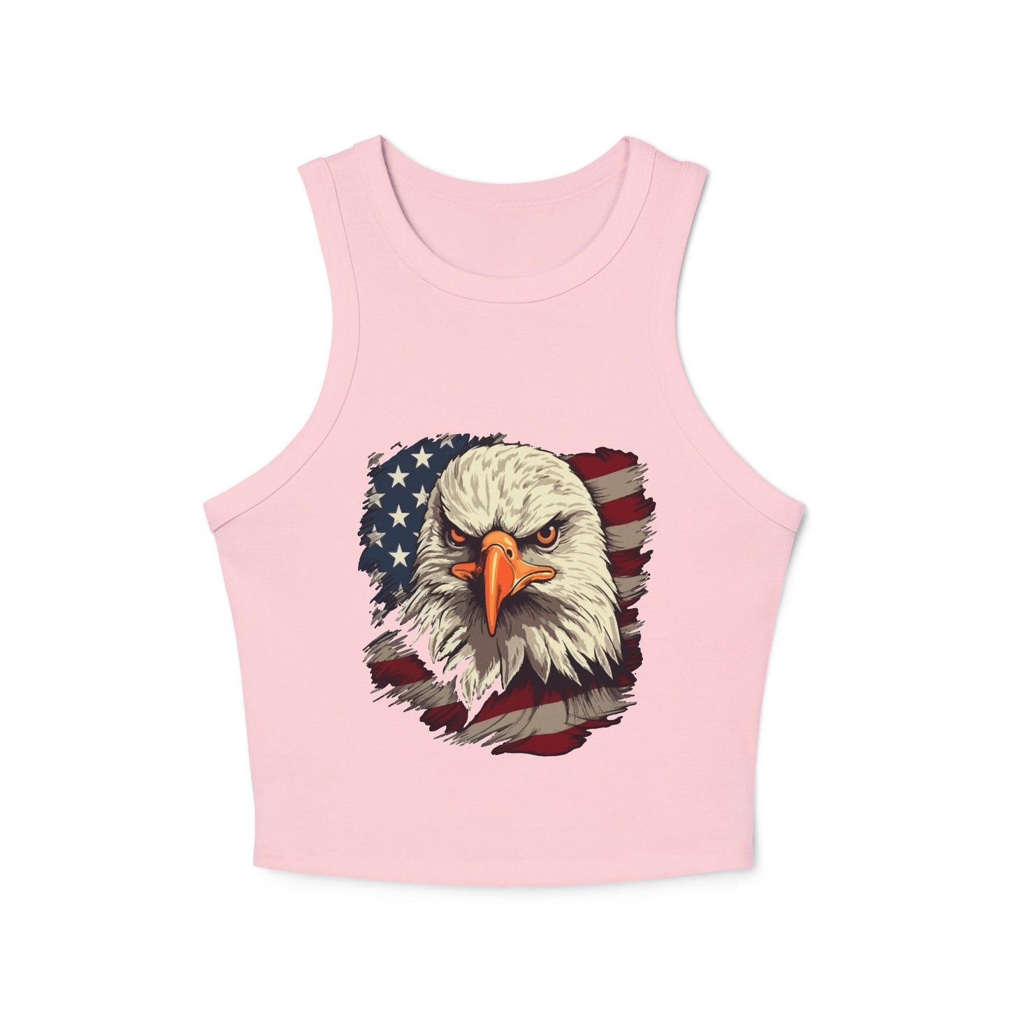 Princess Grace  Patriotic Women's Micro Rib Racer Tank Top USA Eagle Design