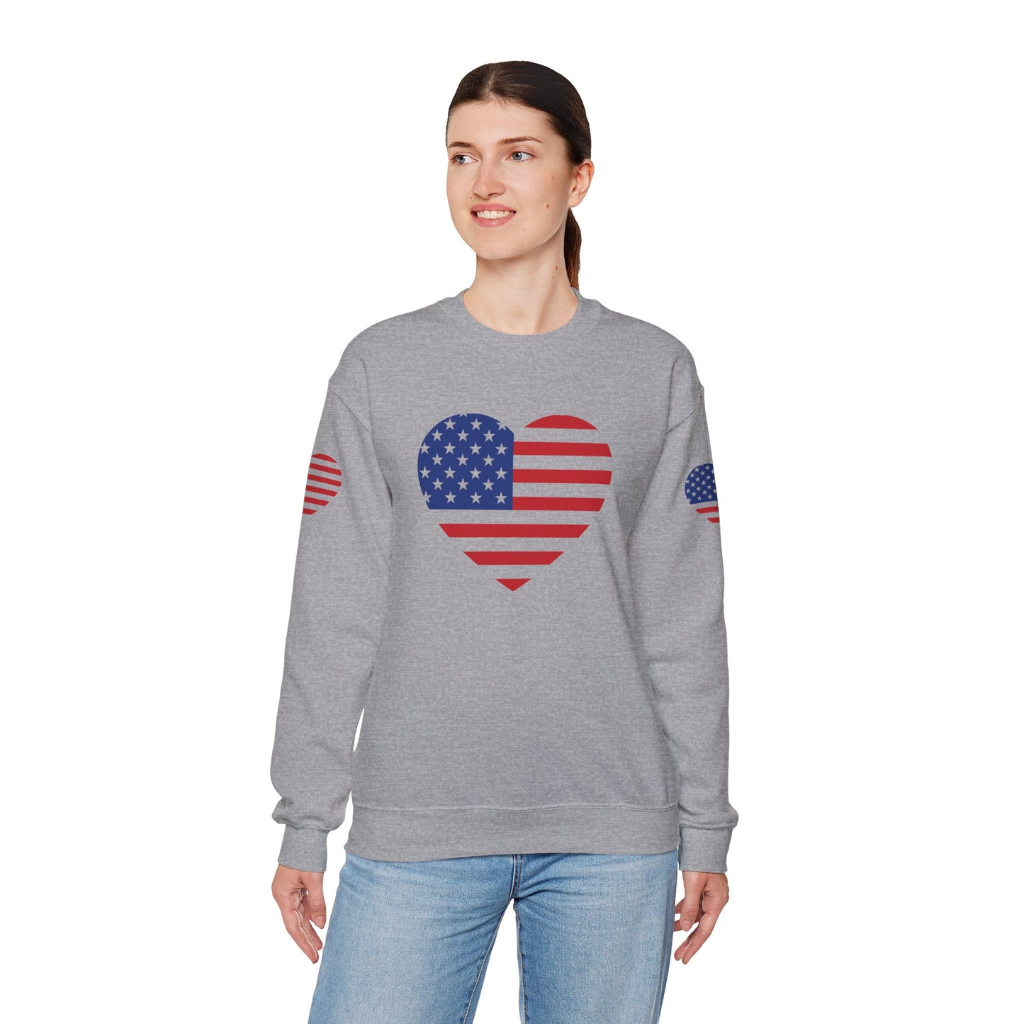 Princess Grace USA Heart Unisex Crewneck Sweatshirt Cozy American Pride