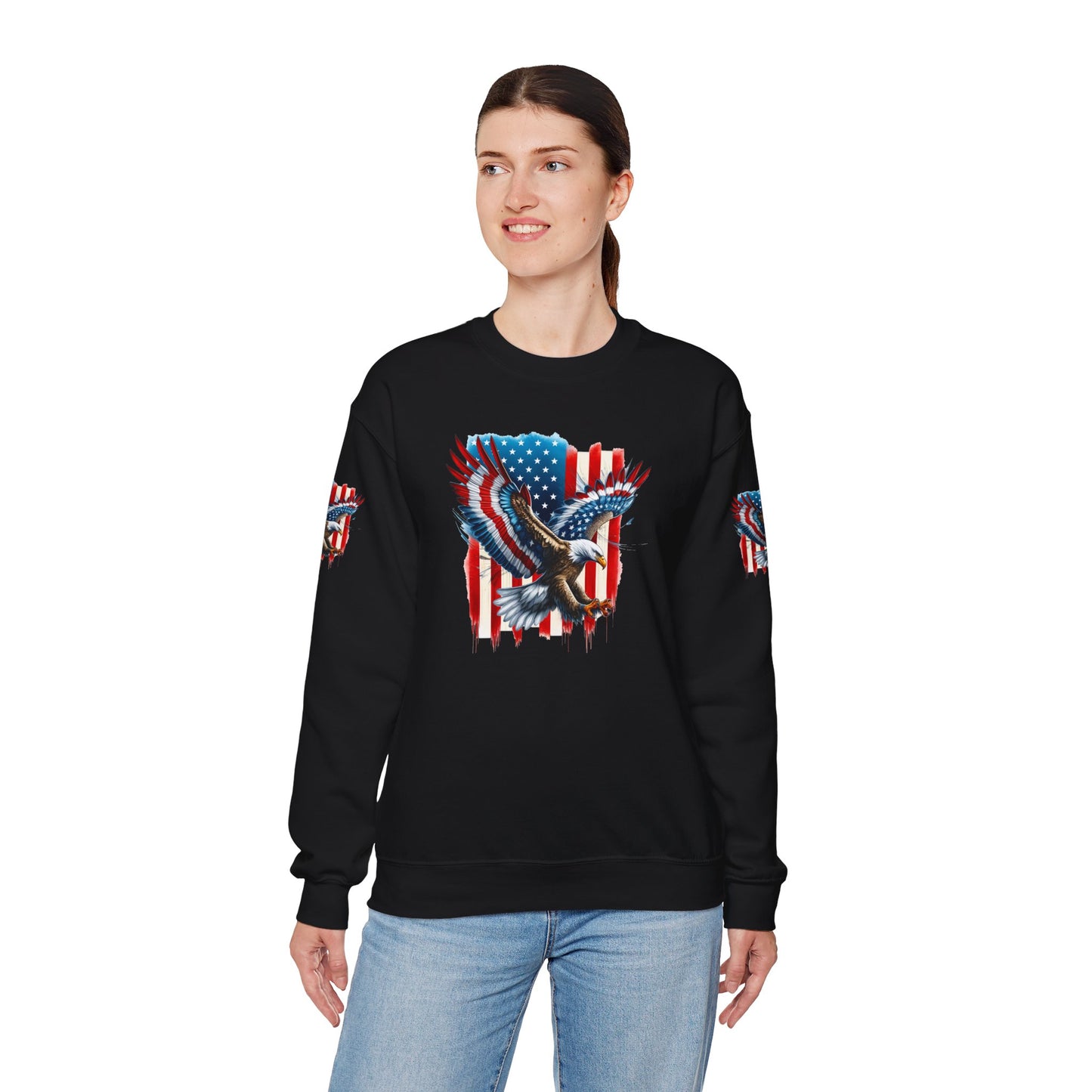 Princess Grace  Patriotic Eagle Crewneck Sweatshirt Unisex Heavy Blend