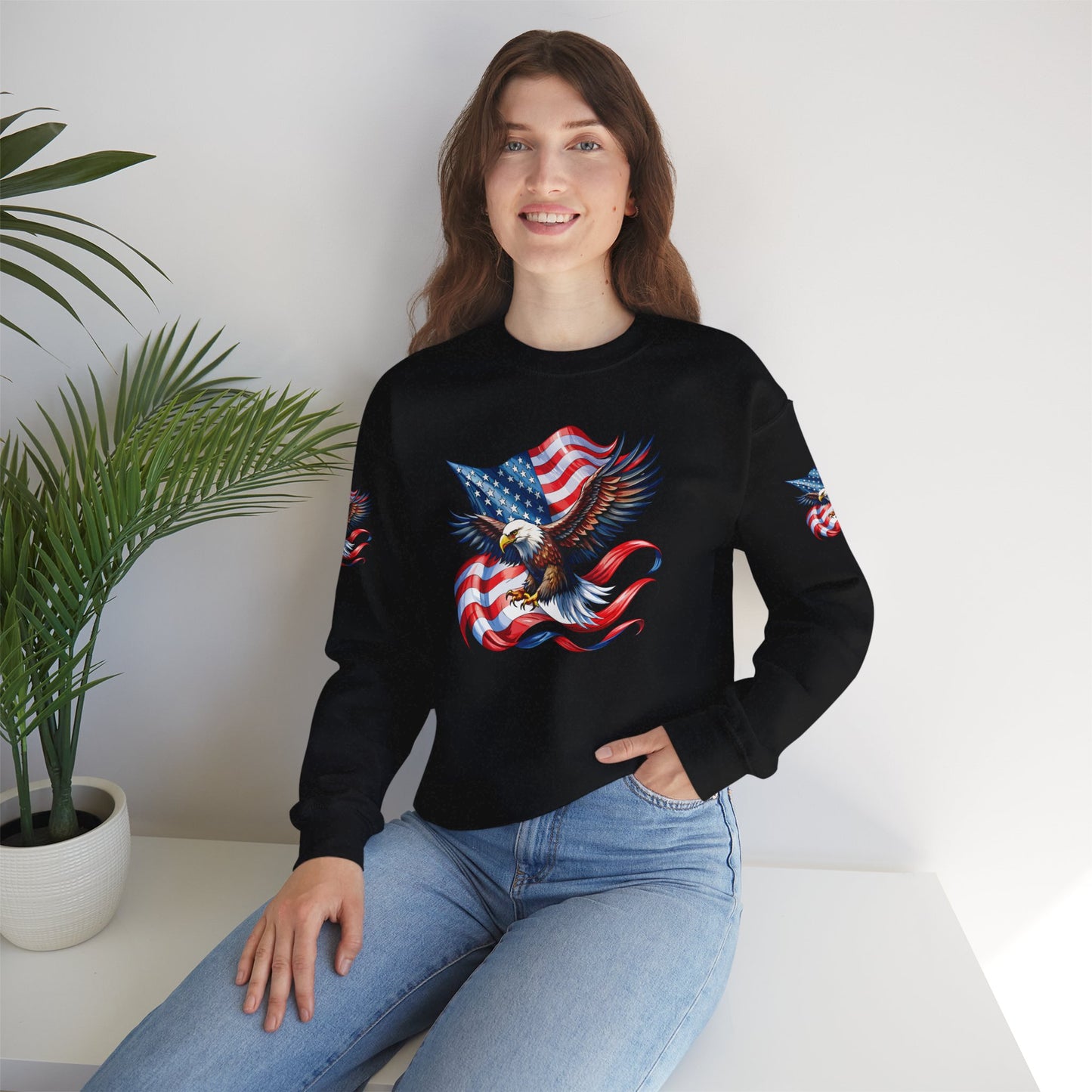 Princess Grace  Patriotic Eagle Crewneck Sweatshirt Unisex Heavy Blend Perfect for Independence Day and Memorial Day