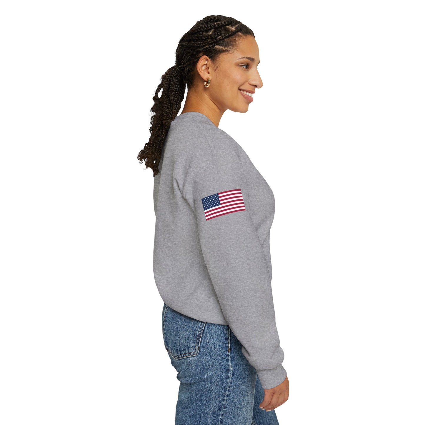 Princess Grace  Patriotic Unisex Crewneck Sweatshirt with American Flags