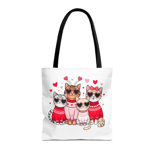 Princess Grace  Cute Cat Lover Tote Bag Stylish and Playful Red Heart Design