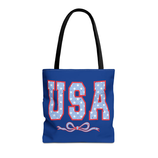 Princess Grace  Patriotic USA Tote Bag Stylish Blue Star Design for Holidays & Everyday Use
