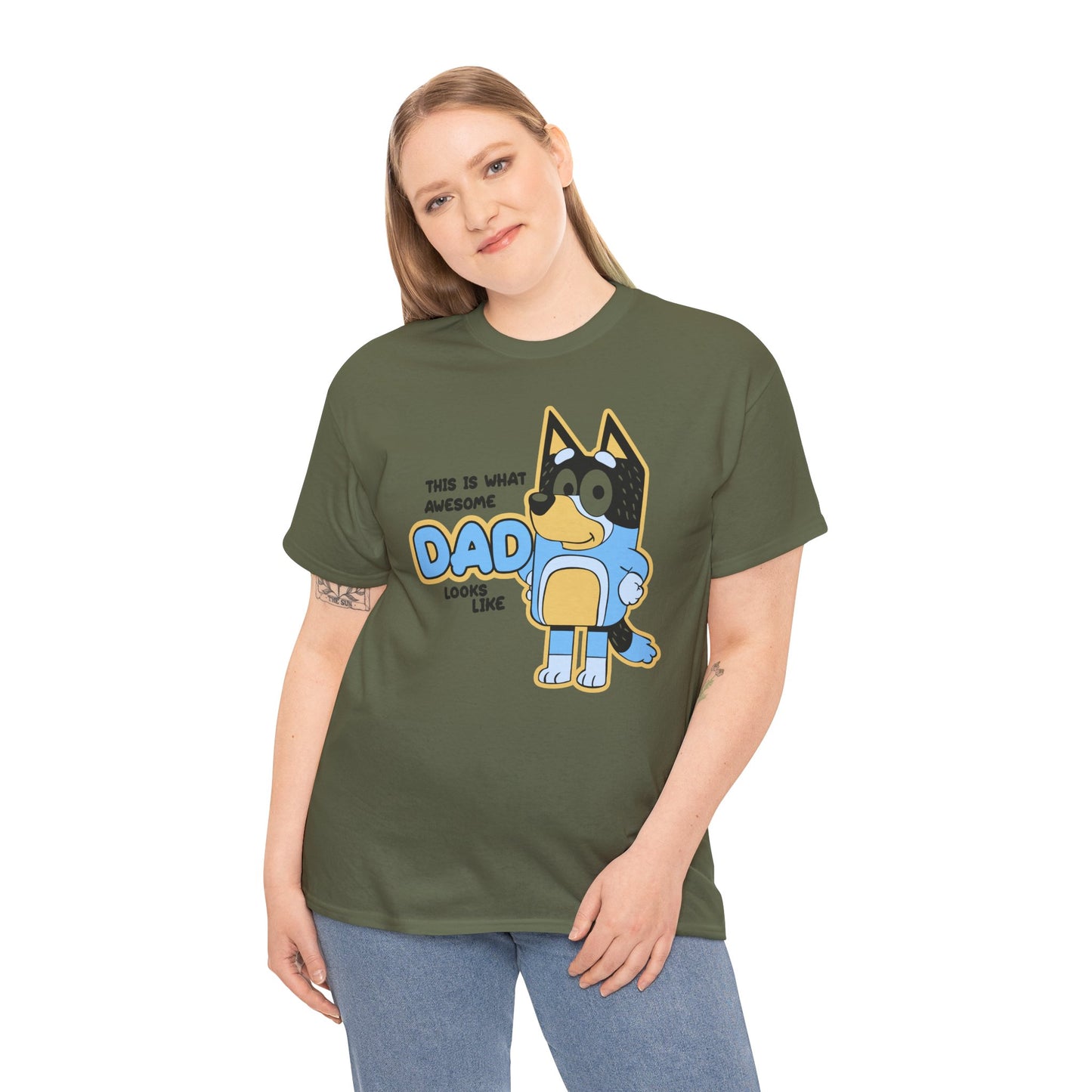 Princess Grace  Bluey  Awesome Dad Unisex Heavy Cotton Tee  Funny Gift for Father's Day