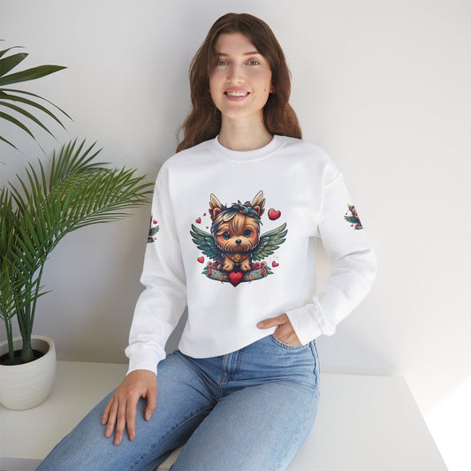 Princess Grace  Cute Yorkie Wings Crewneck Sweatshirt  Perfect Gift for Dog Lovers