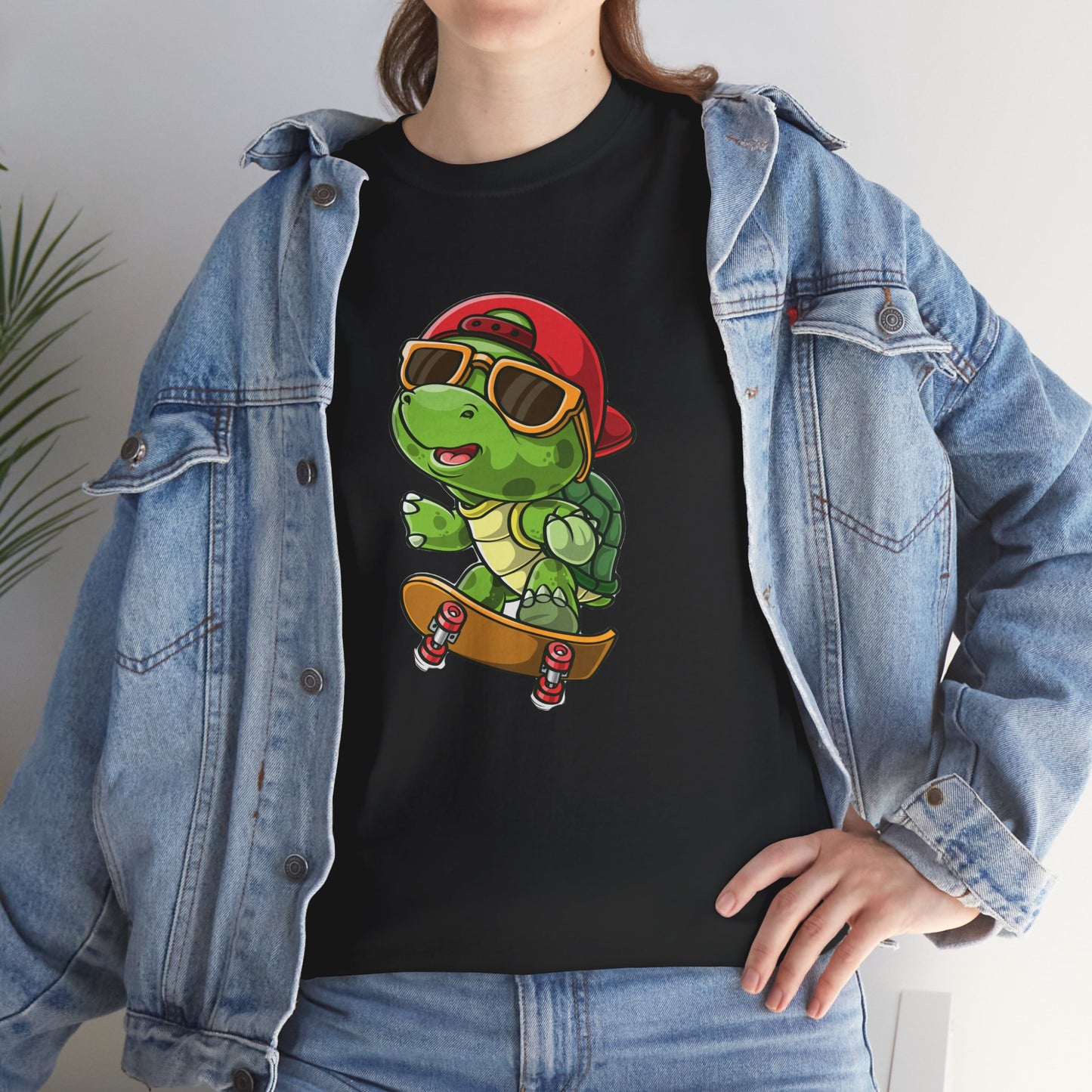 Princess Grace  Cool Skateboarding Turtle Unisex Heavy Cotton Tee