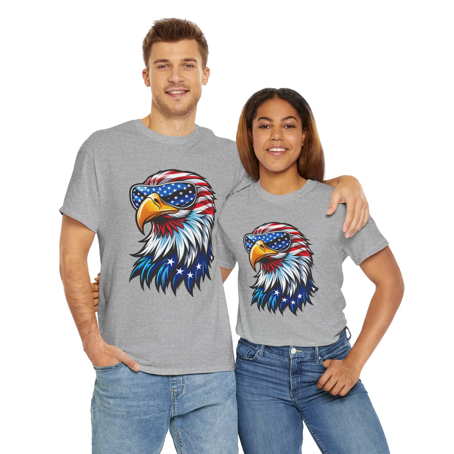 Princess Grace  Patriotic Eagle Unisex Heavy Cotton Tee 4th of July Spirit