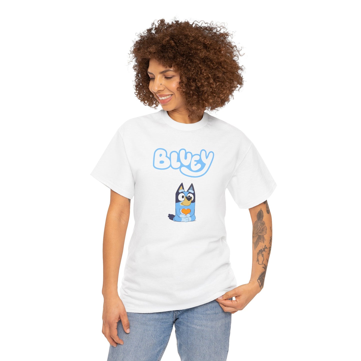 Princess Grace  Bluey Unisex Heavy Cotton Tee  Comfortable Cartoon T-Shirt for Kids and Adults