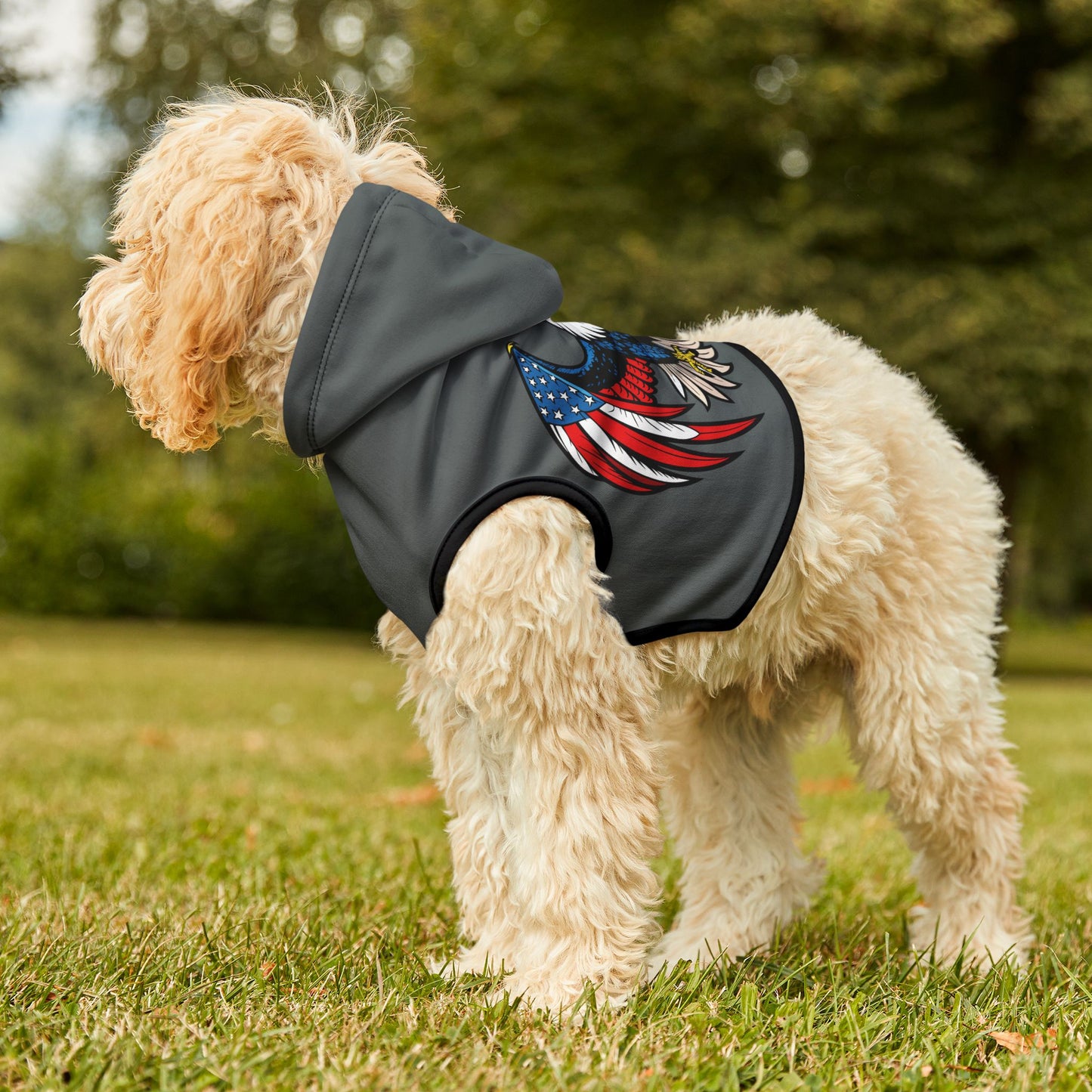 Princess Grace  Patriotic Eagle Pet Hoodie Stylish Dog Apparel for Holidays & Celebrations