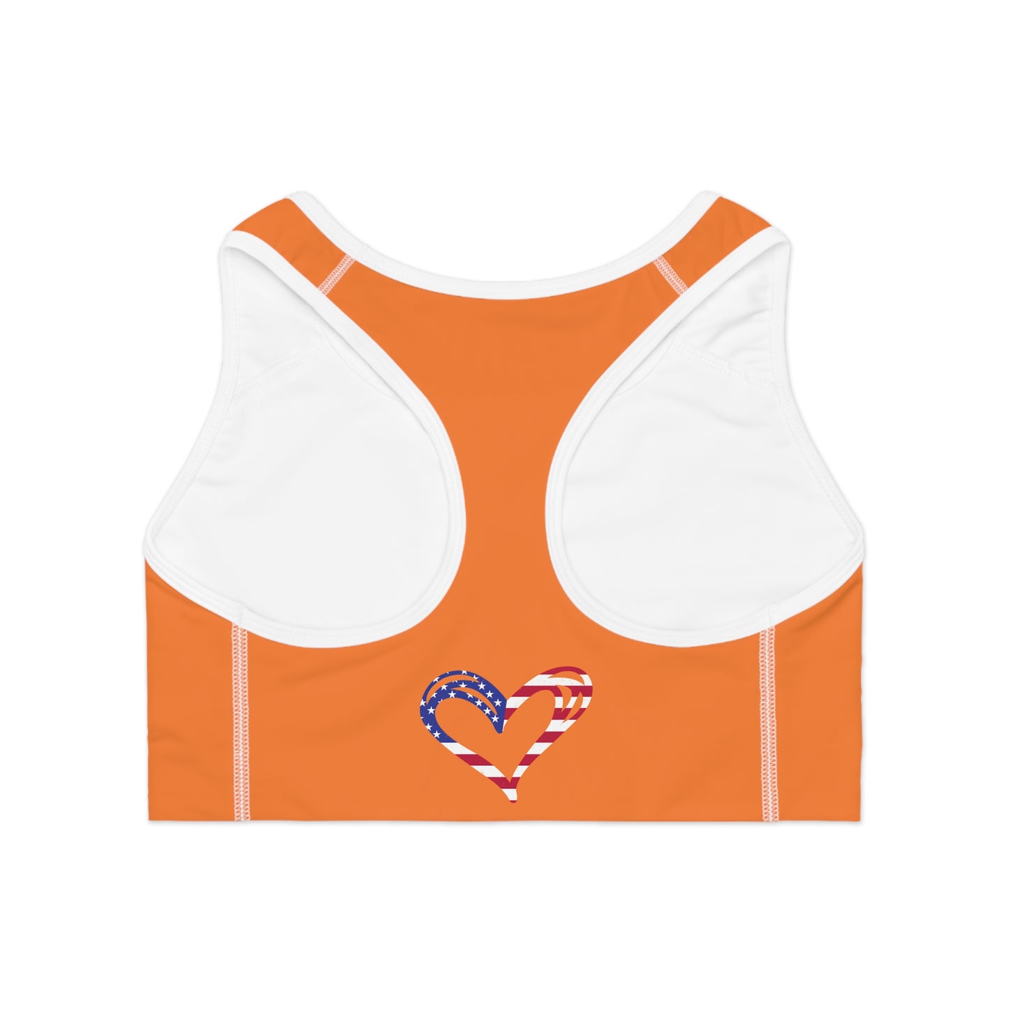 Princess Grace  Patriotic Heart Sports Bra  Comfortable Activewear for Fitness & Holidays