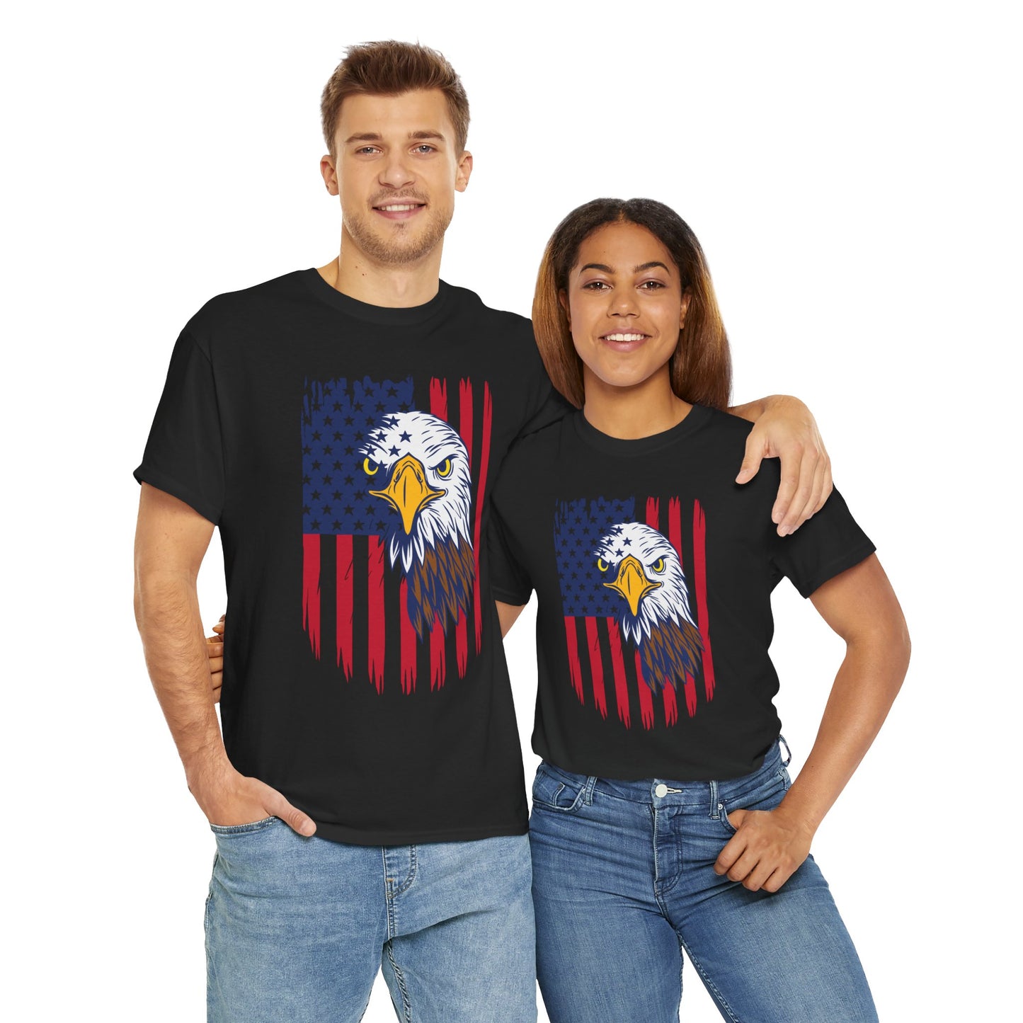 Princess Grace  Eagle & American Flag Unisex Heavy Cotton Tee   Patriotic Apparel for All Occasions