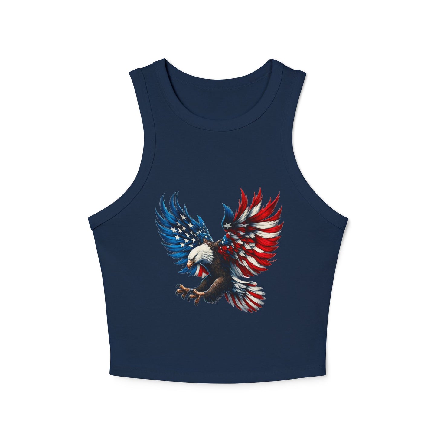 Princess Grace  Patriotic Eagle Women's Micro Rib Racer Tank Top USA Design