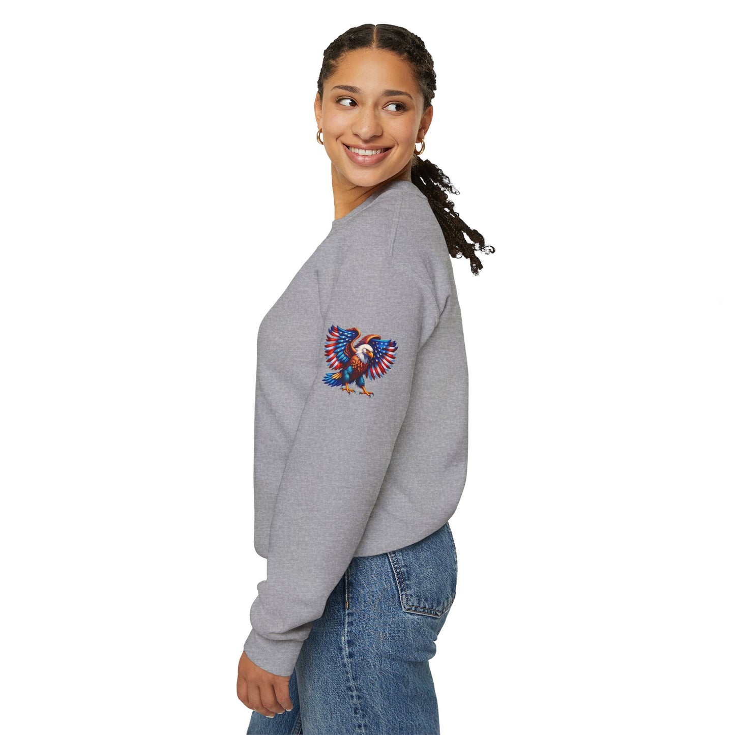 Princess Grace  Eagle Wings Unisex Crewneck Sweatshirt Patriotic Graphic Pullover