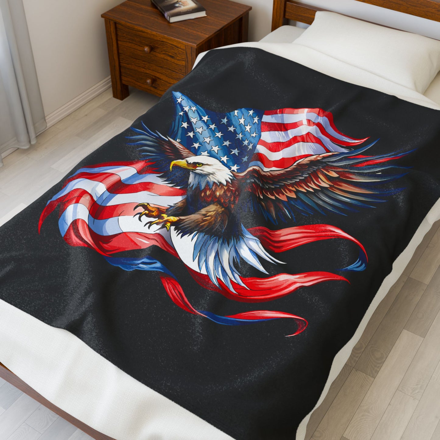 Princess Grace  Patriotic Eagle Velveteen Plush Blanket