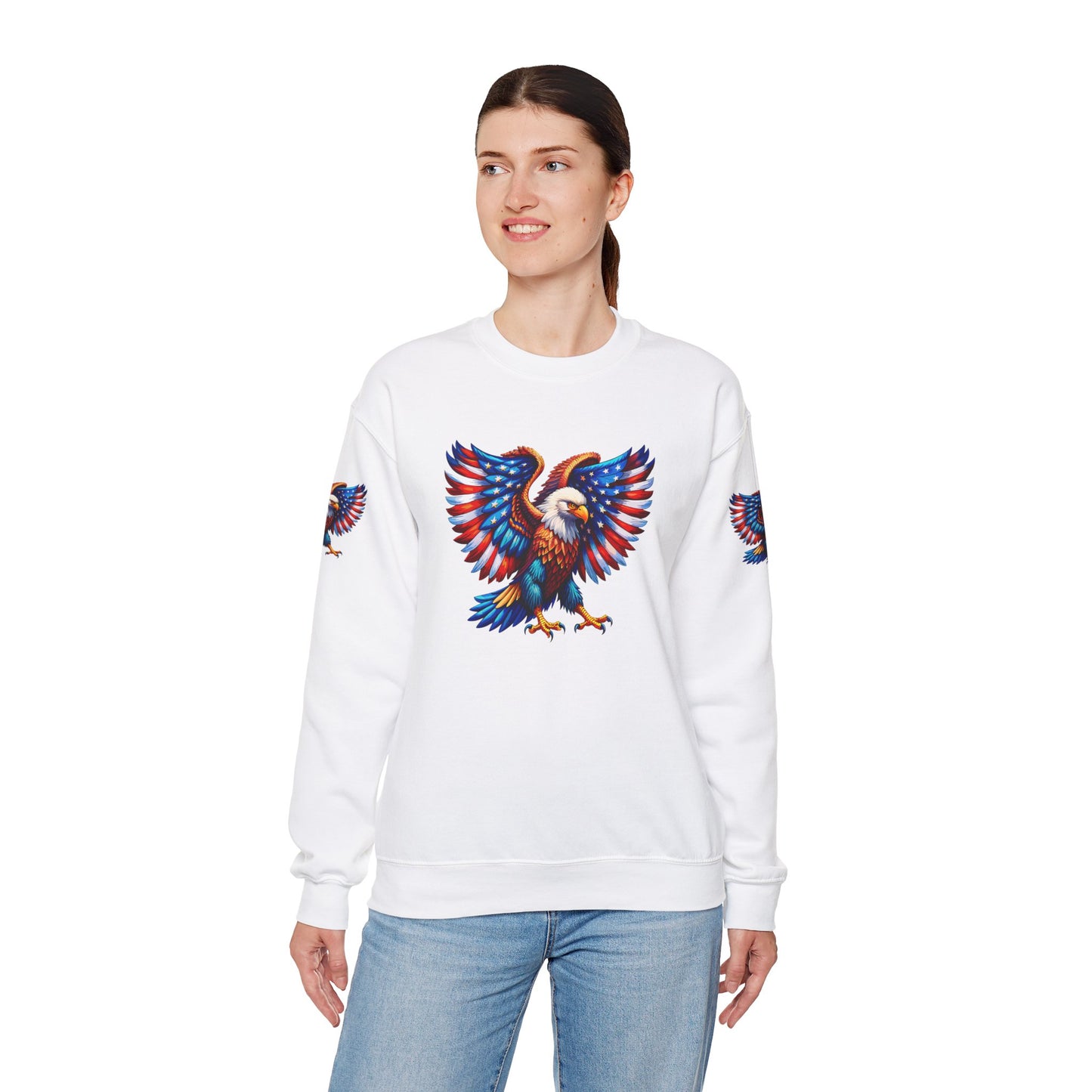 Princess Grace  Eagle Wings Unisex Crewneck Sweatshirt Patriotic Graphic Pullover