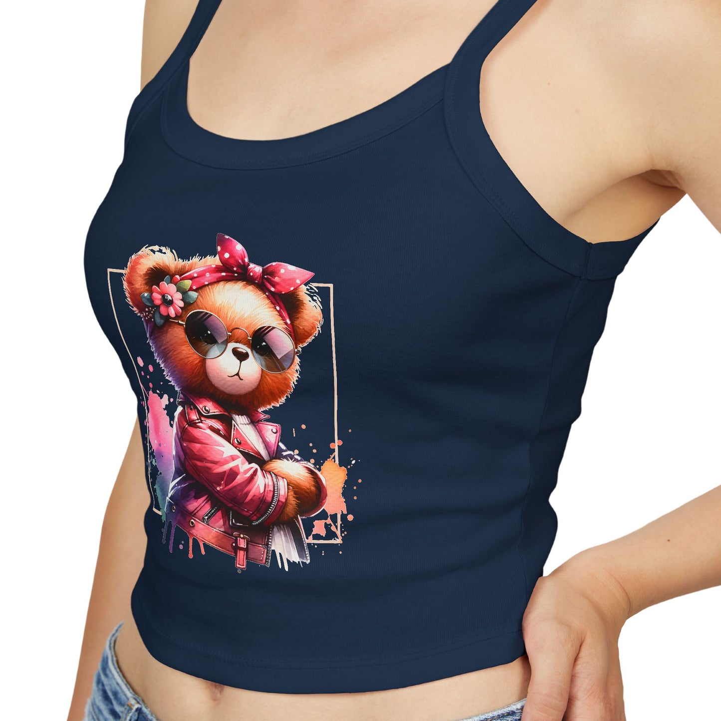 Princess Grace  Cute Graphic Women's Spaghetti Strap Tank Top  Trendy Bear Design