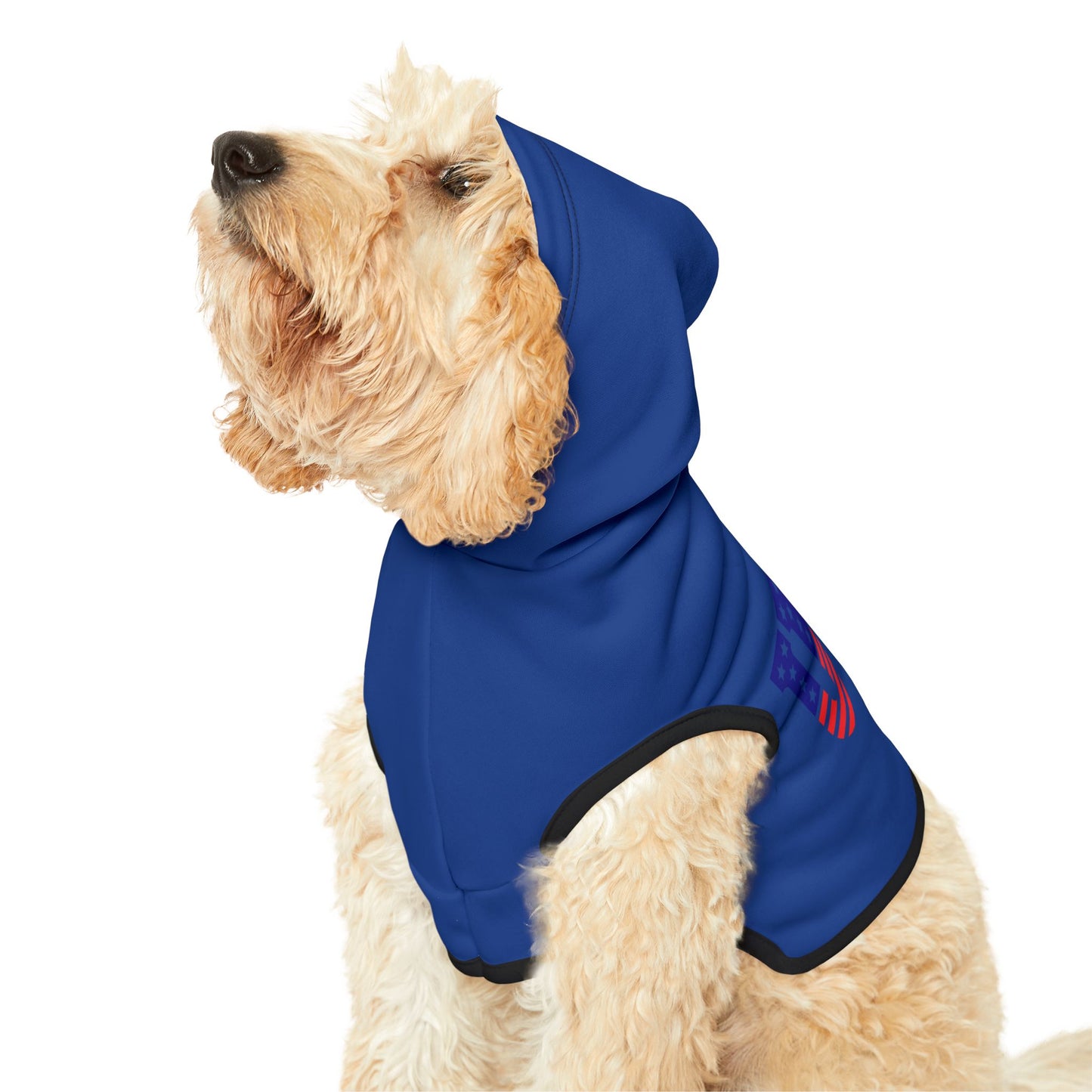 Princes  Grace  USA Flag Pet Hoodie  Stylish and Cozy Dog Apparel for Patriotic Occasions