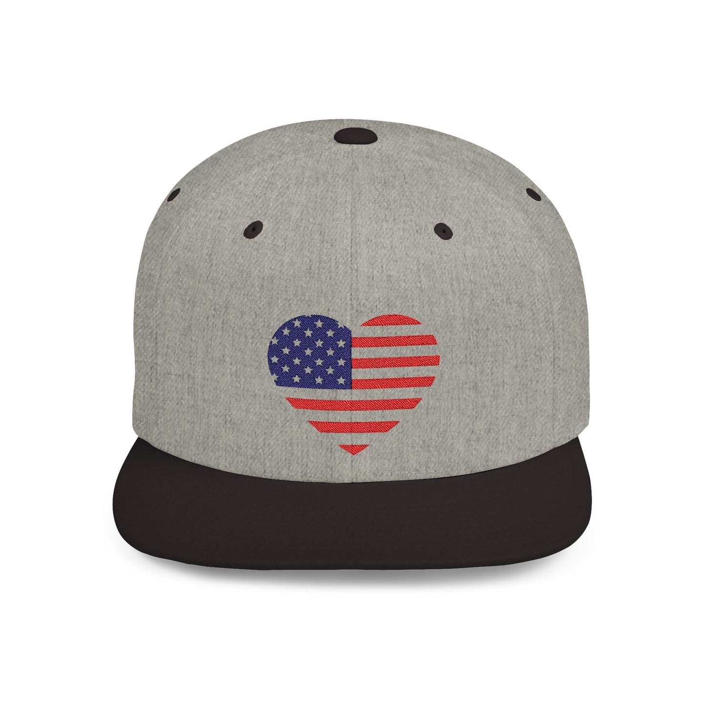 Princess Grace Patriotic Heart Flat Bill Snapback Cap