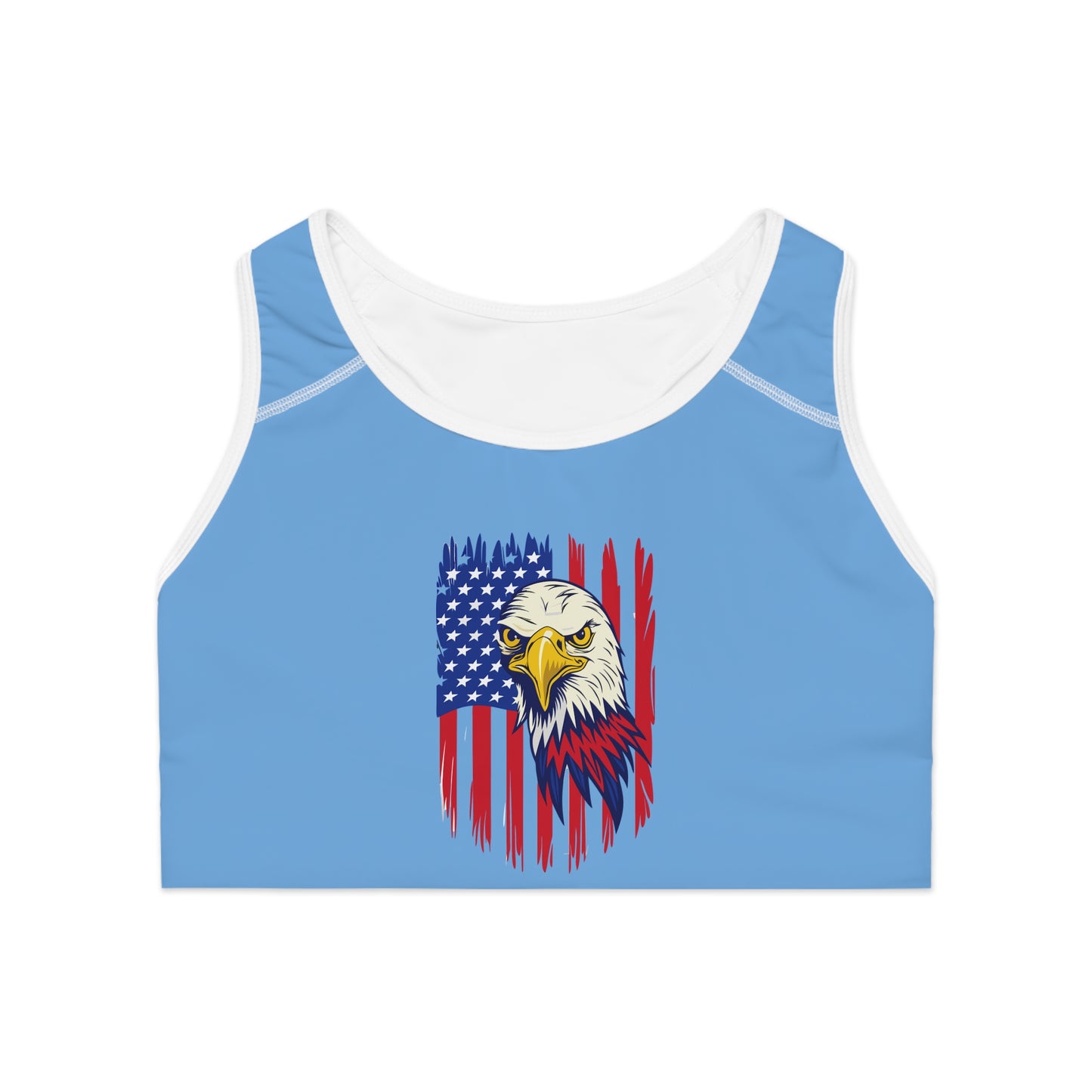 Princess Grace  Patriotic Eagle Sports Bra  USA Flag Design for Active Lifestyle