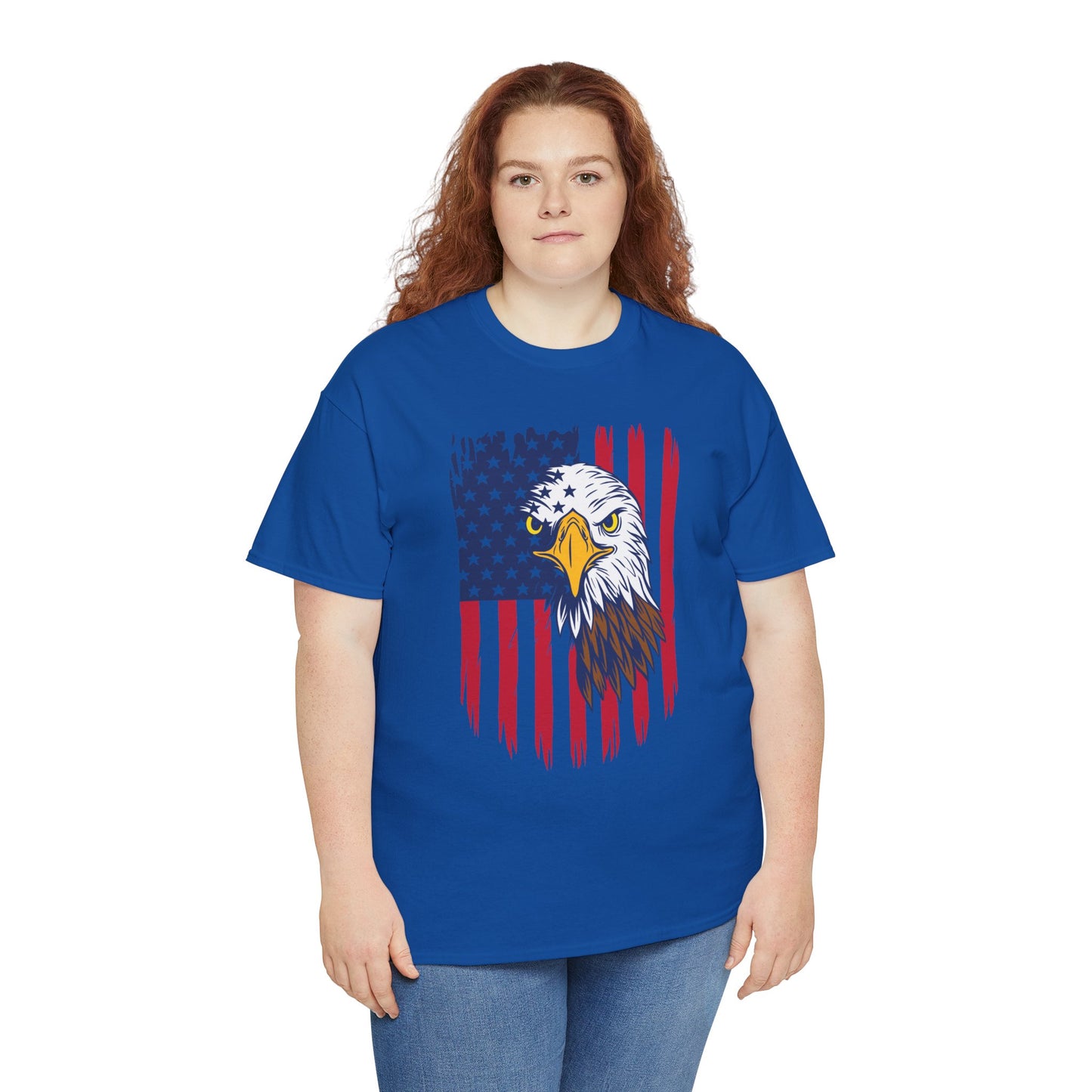 Princess Grace  Eagle & American Flag Unisex Heavy Cotton Tee   Patriotic Apparel for All Occasions