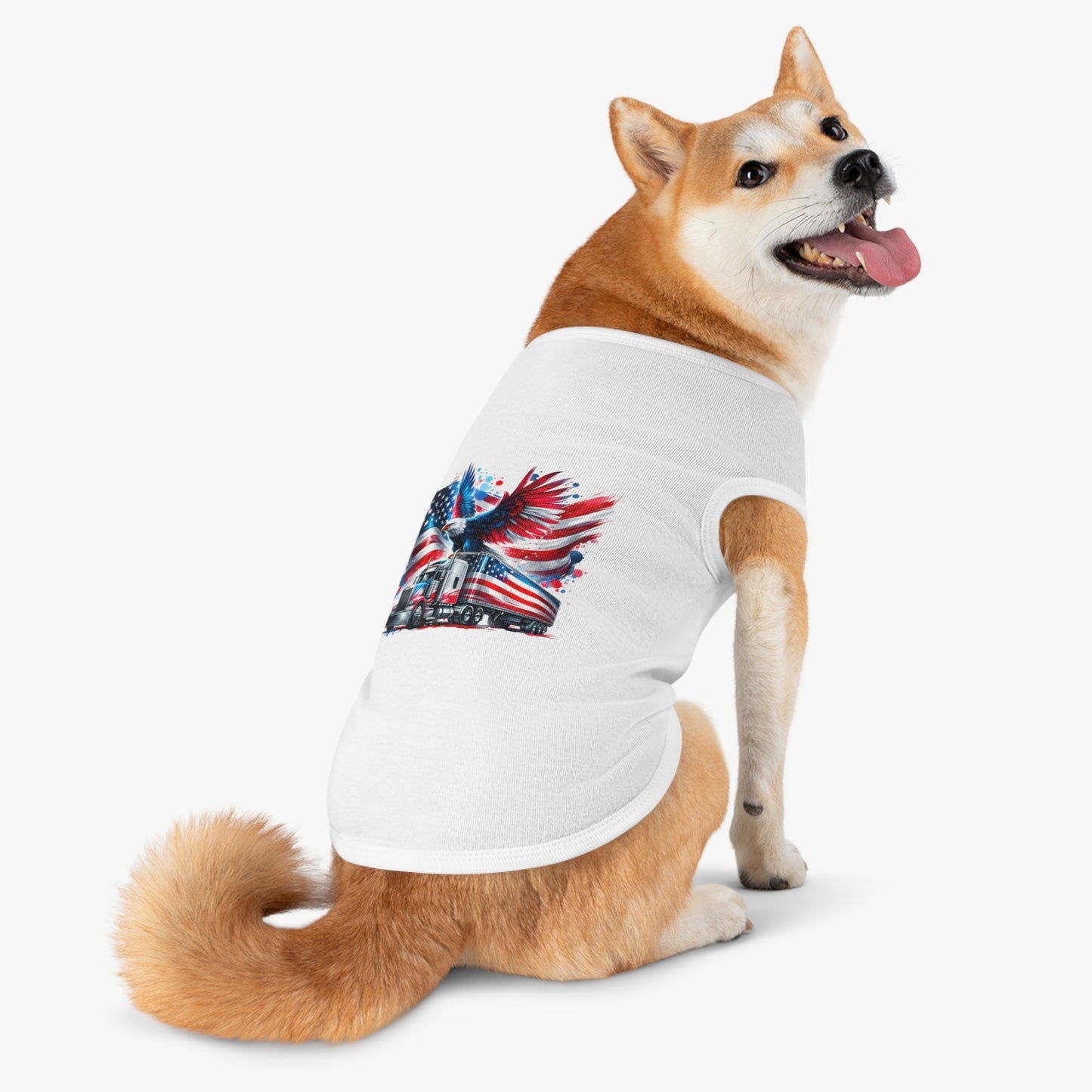 Princess Grace  Patriotic Pet Tank Top with Eagle and Truck Design