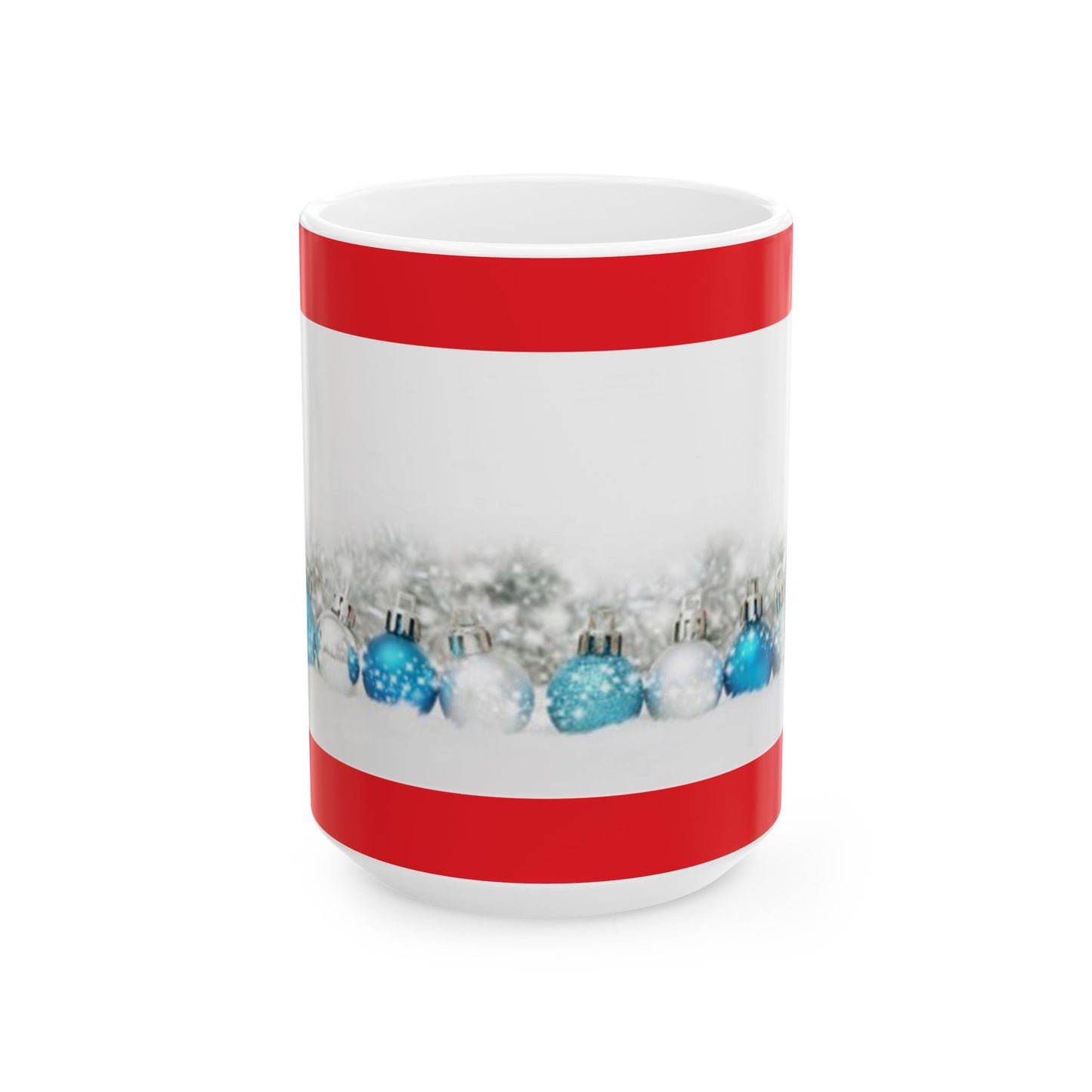 Princess Grace Festive Ceramic Mug with Holiday Ornaments Design  Perfect for Christmas Tea or Coffee