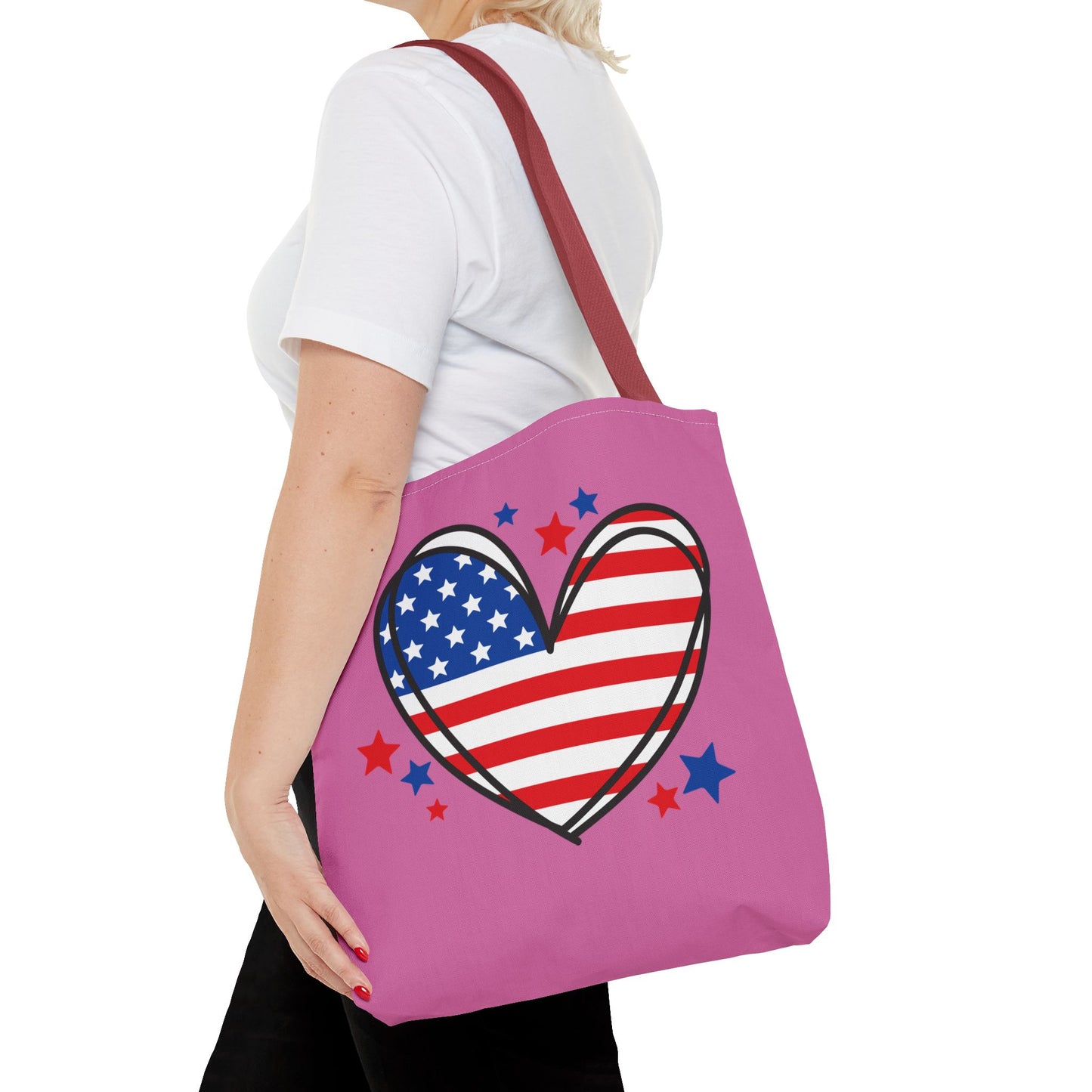 Princess Grace  Patriotic Heart Tote Bag for Independence Day & Everyday Use